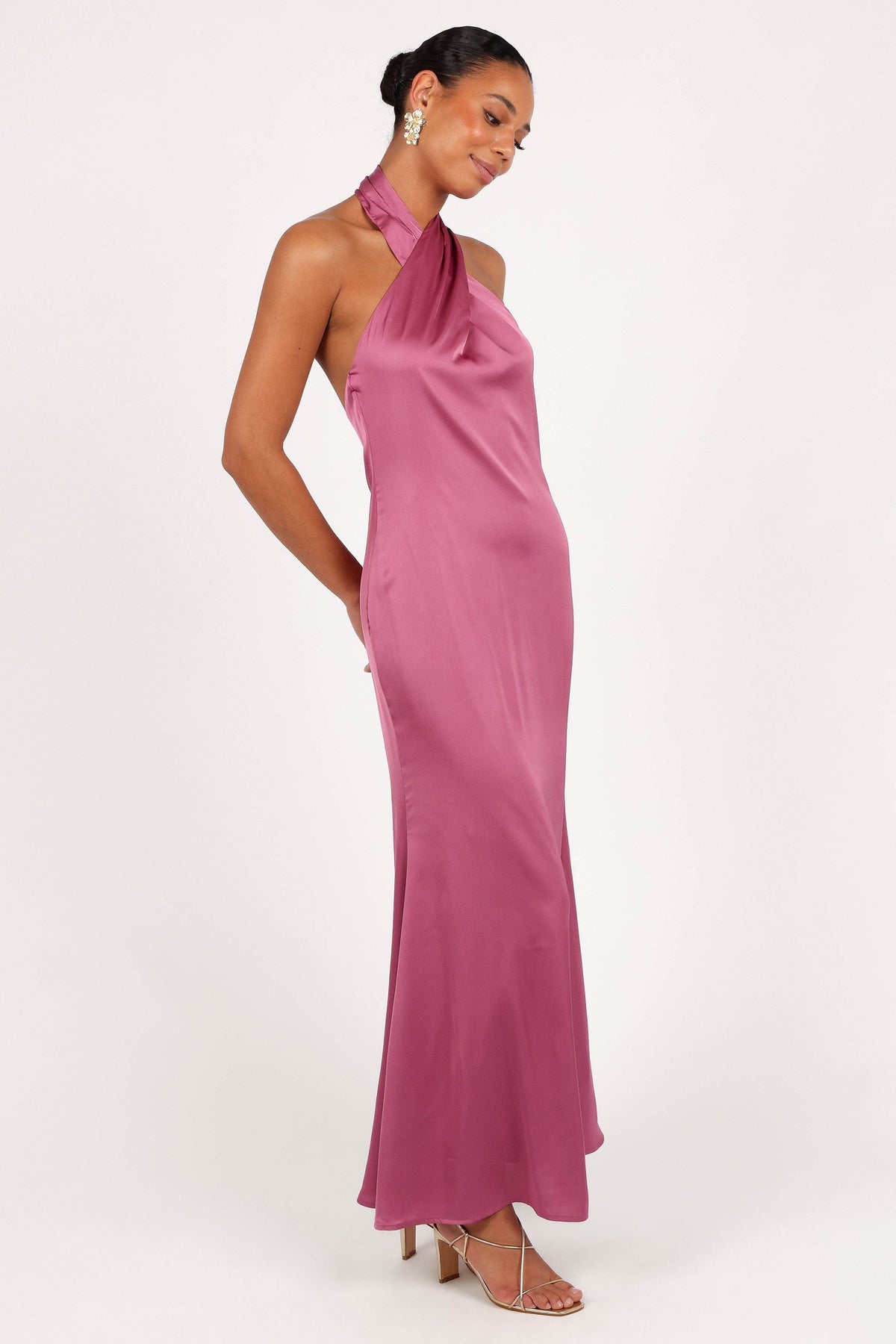 Mila Halterneck Maxi Dress in Dark Rose – view 6 of 9
