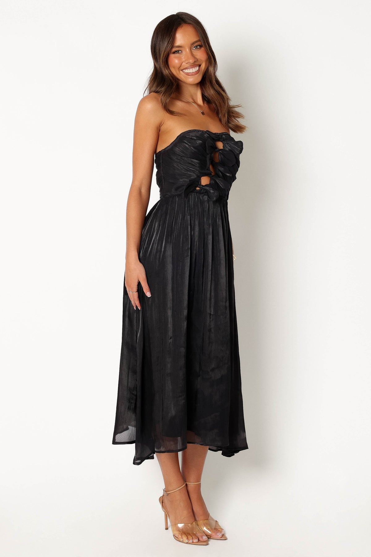 Mila Strapless Midi Dress in Black – view 3 of 9