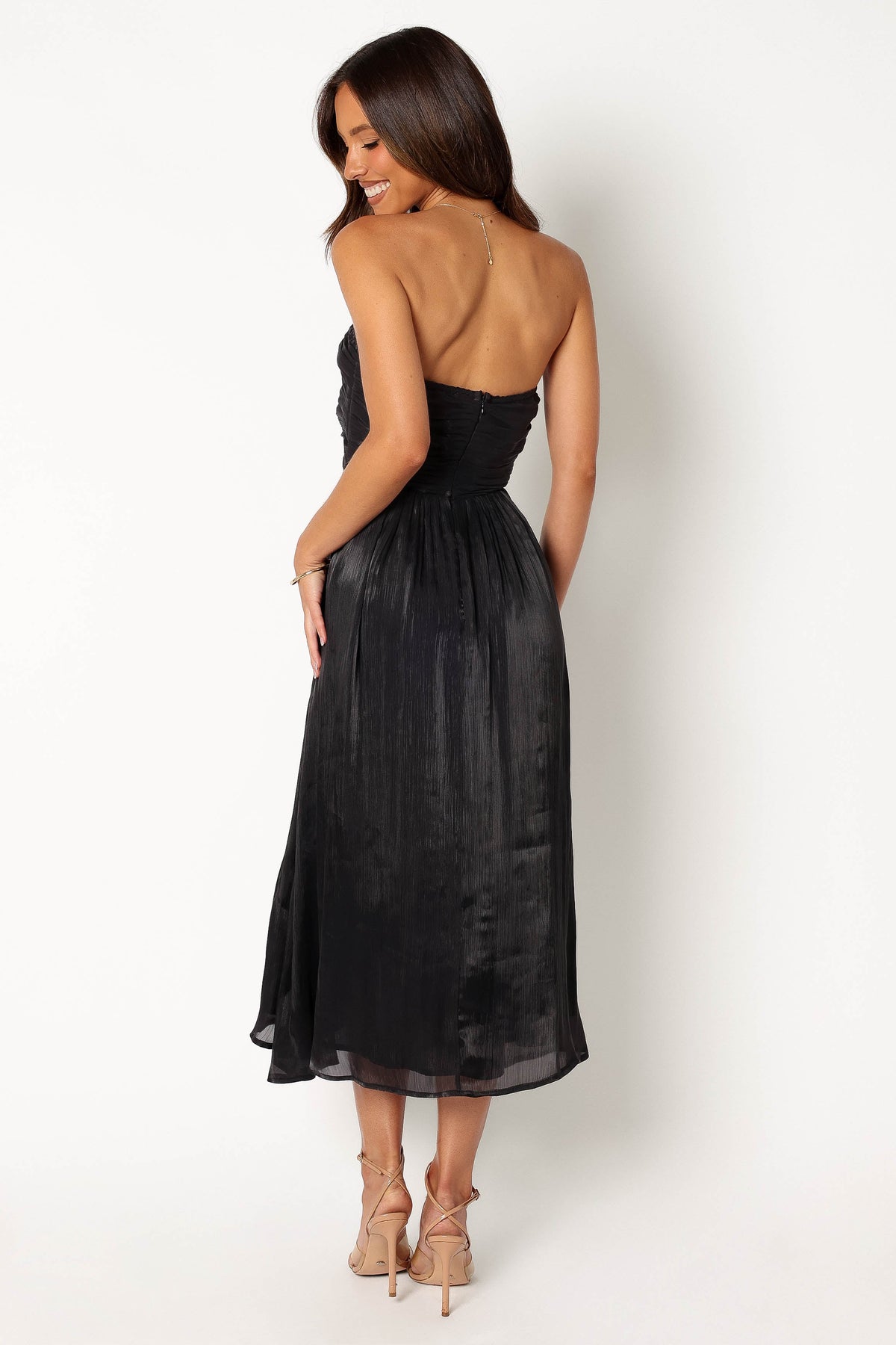 Mila Strapless Midi Dress in Black – view 4 of 9