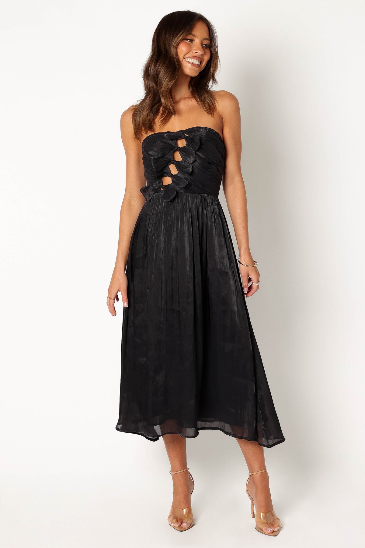 Mila Strapless Midi Dress in Black – view 5 of 9