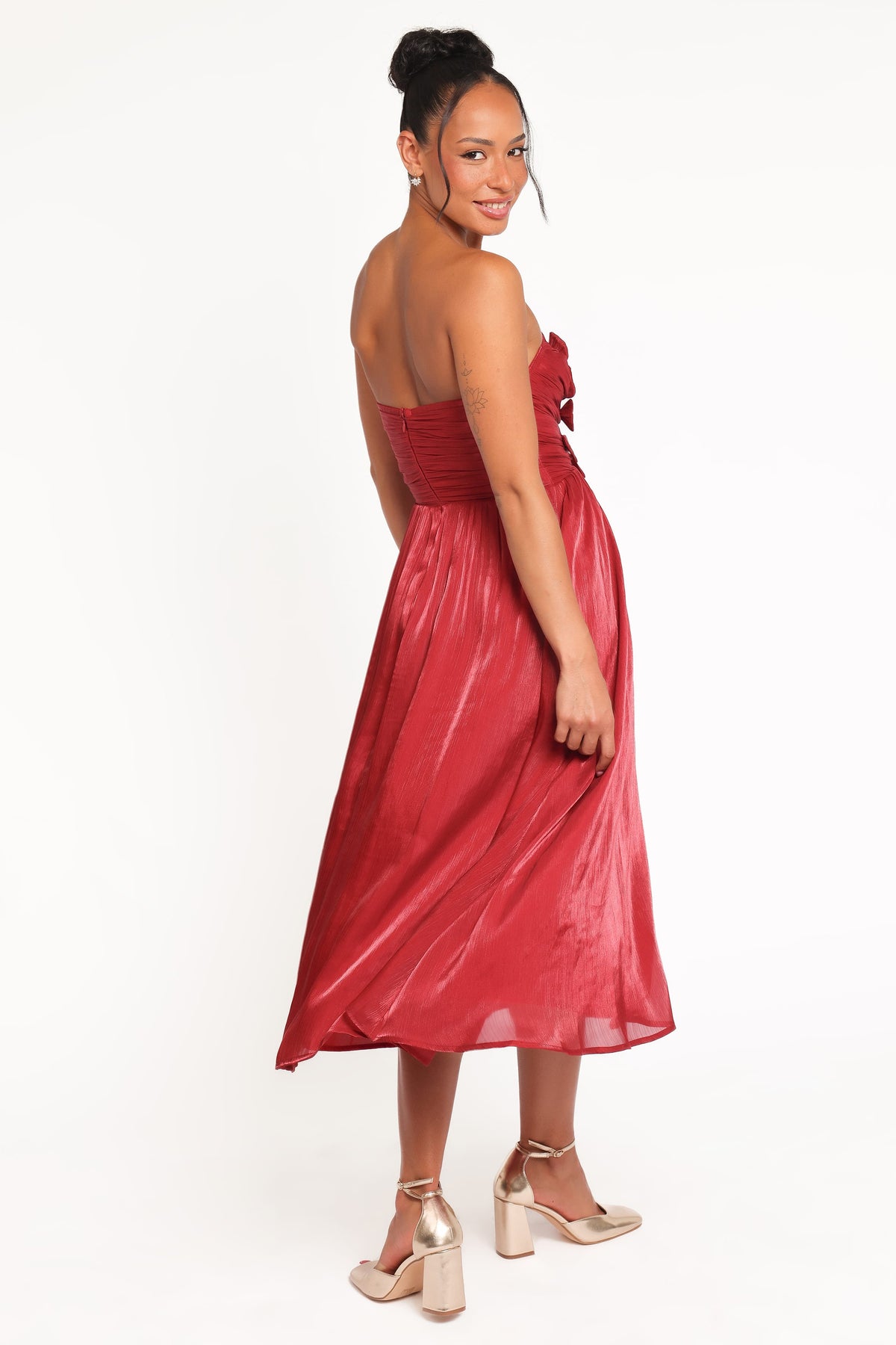 Mila Strapless Midi Dress in Red – view 4 of 8