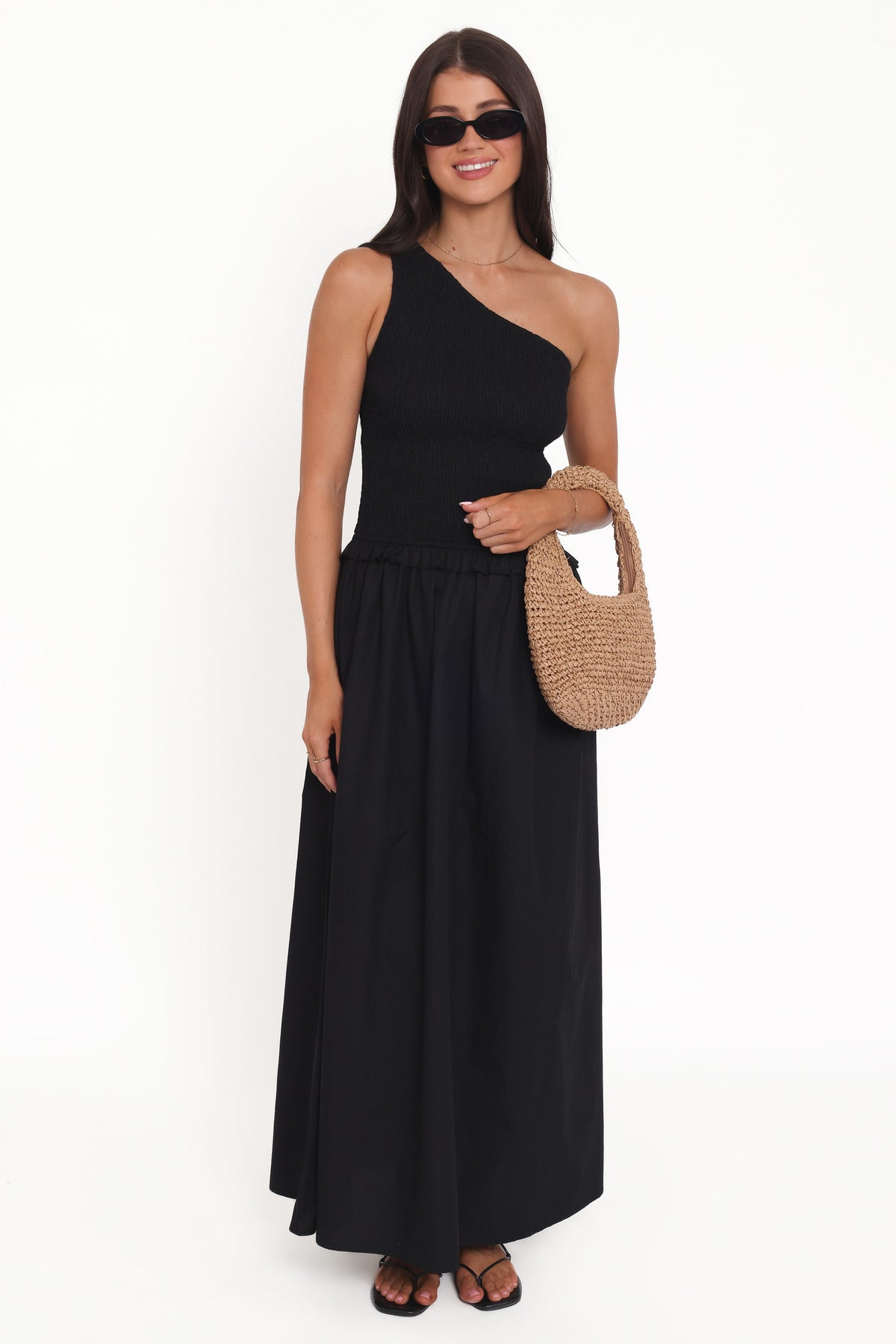 Myla One Shoulder Maxi Dress in Black – view 1 of 6