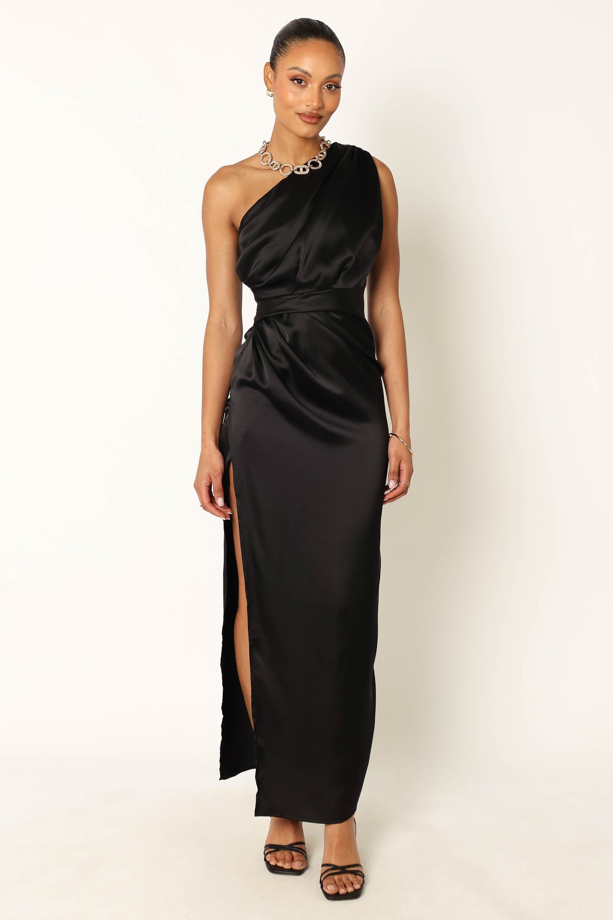 Nadia One Shoulder Maxi Dress in Black – view 7 of 12
