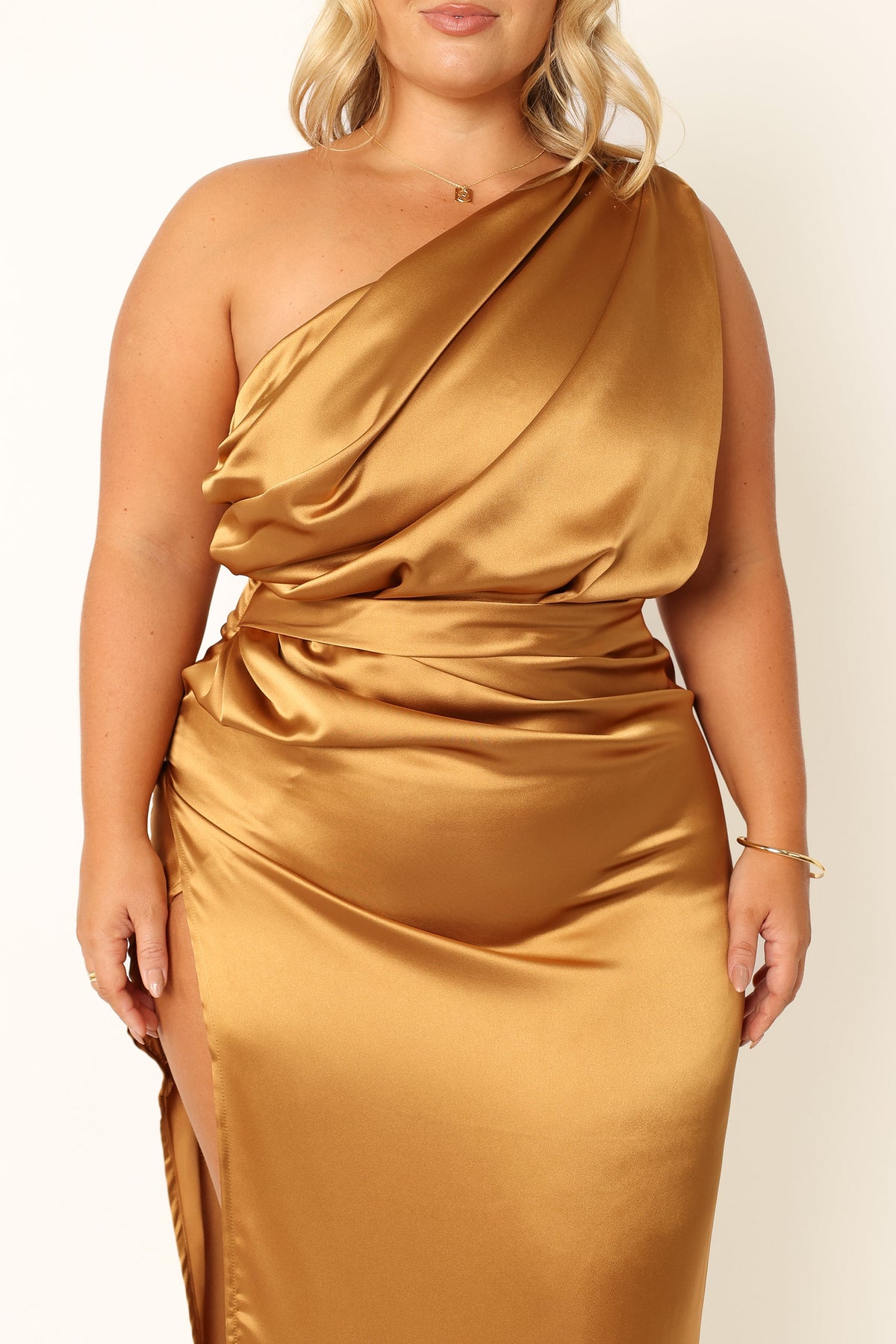 Nadia One Shoulder Maxi Dress in Bronze – view 4 of 10