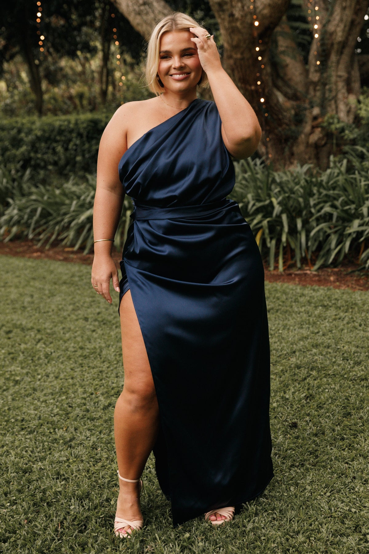 Nadia One Shoulder Maxi Dress in Navy – view 4 of 9