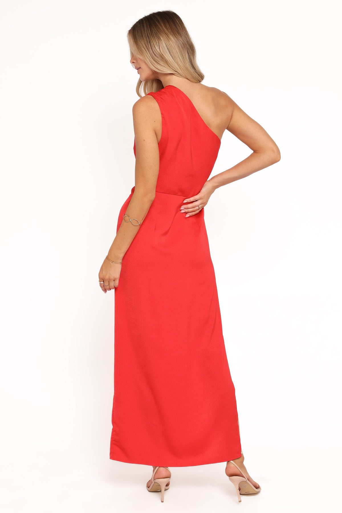 Nadia One Shoulder Maxi Dress in Red Jacquard Satin – view 5 of 7