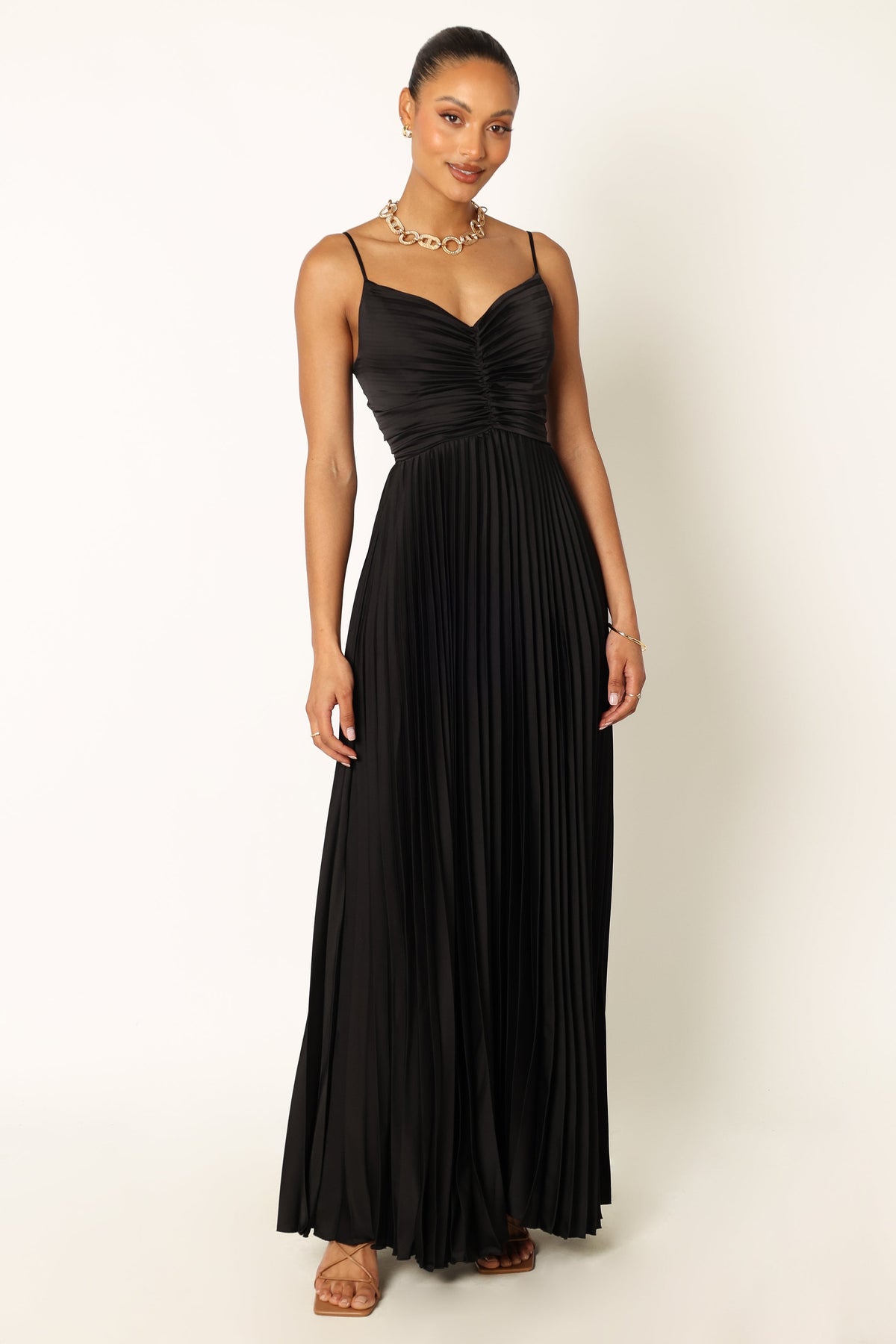 Naira Pleated Maxi Dress in Black – view 6 of 10