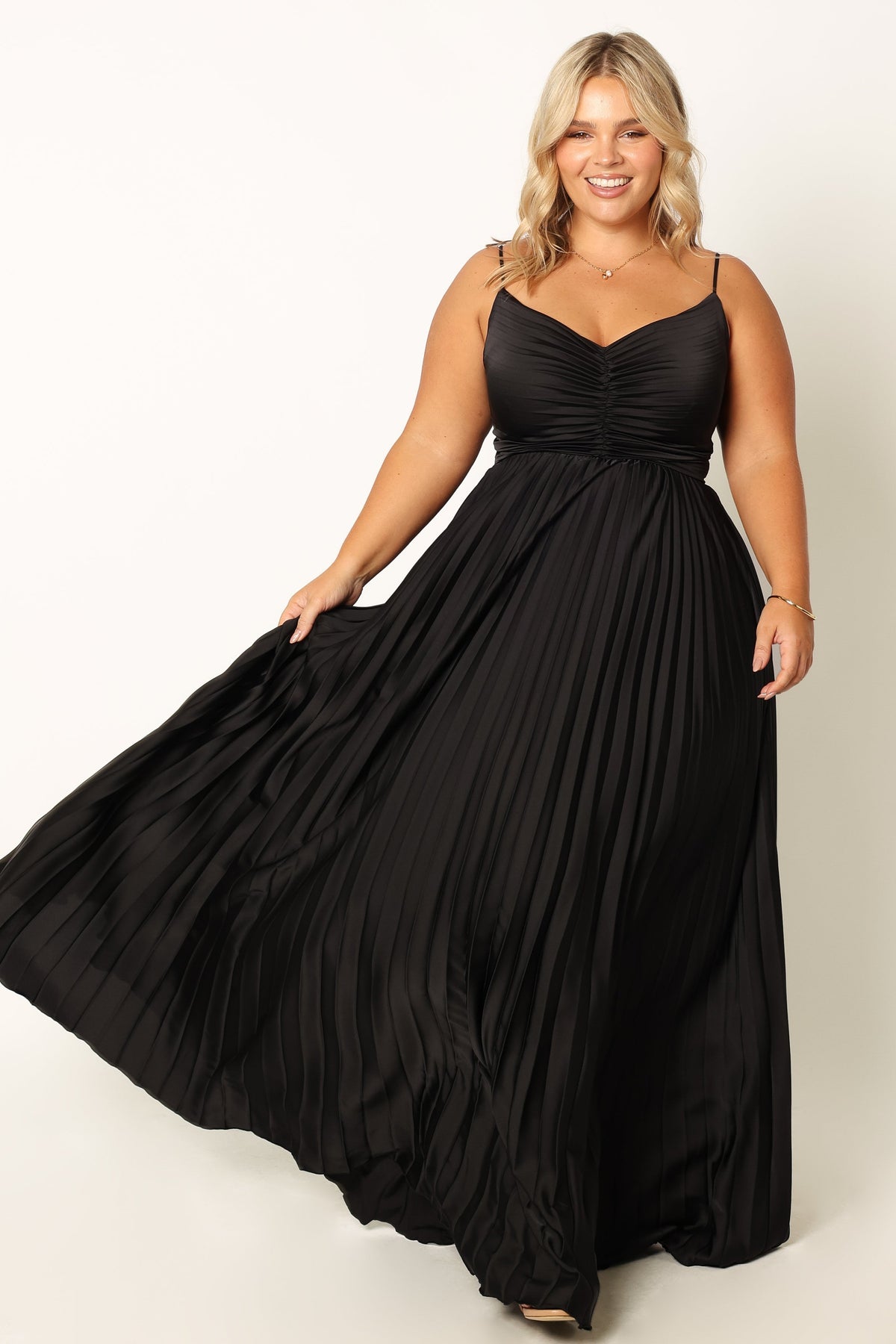 Naira Pleated Maxi Dress in Black – view 4 of 10