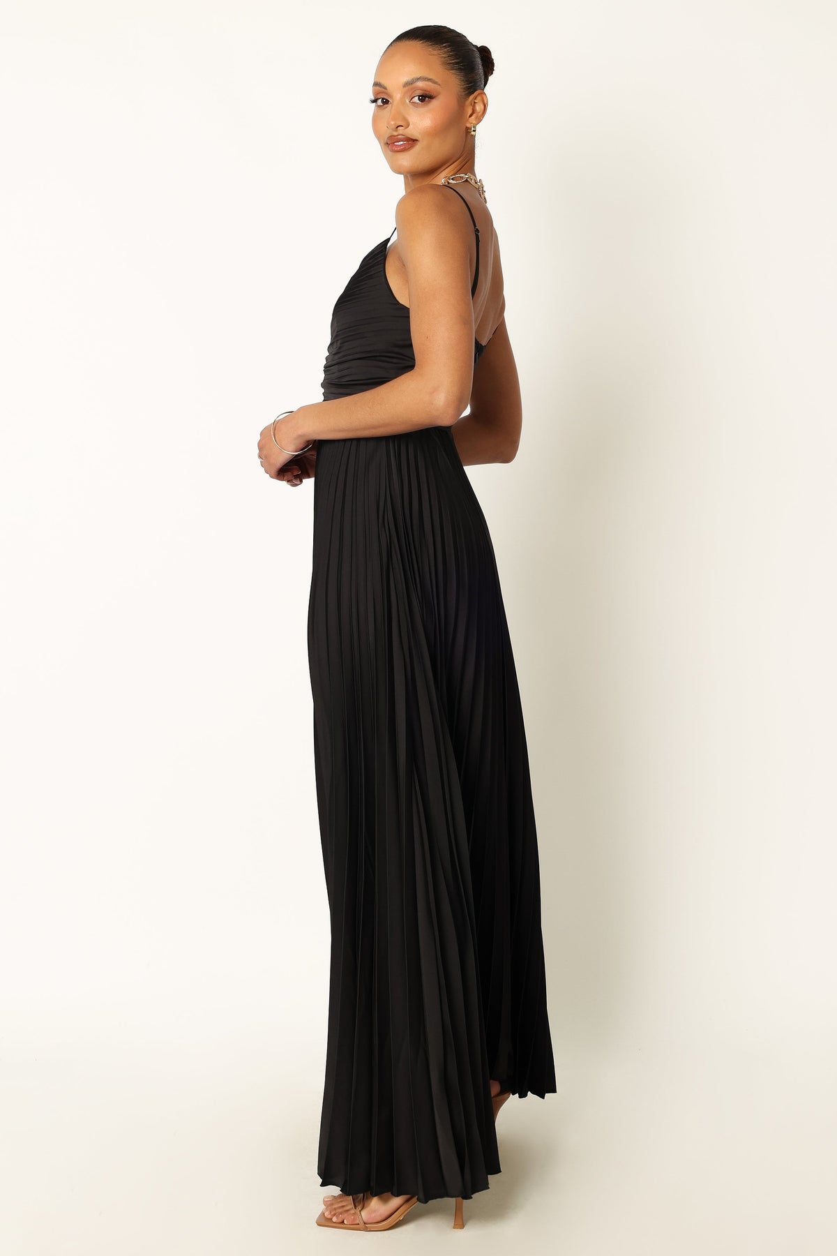 Naira Pleated Maxi Dress in Black – view 7 of 10