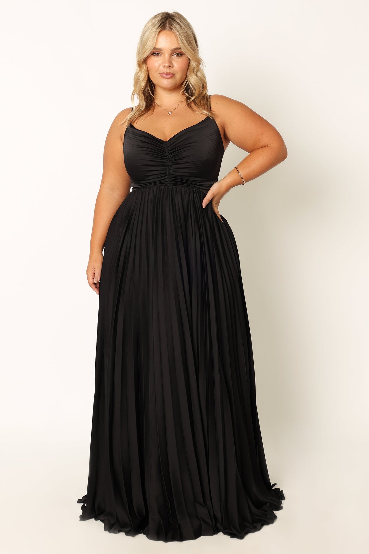 Naira Pleated Maxi Dress in Black – view 1 of 10