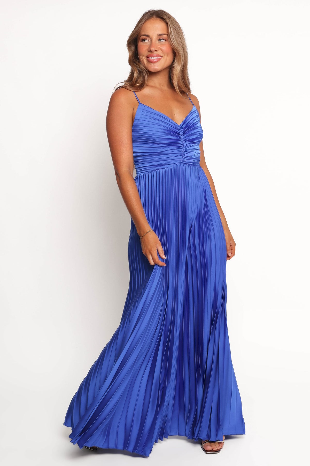Naira Pleated Maxi Dress in Blue – view 1 of 5