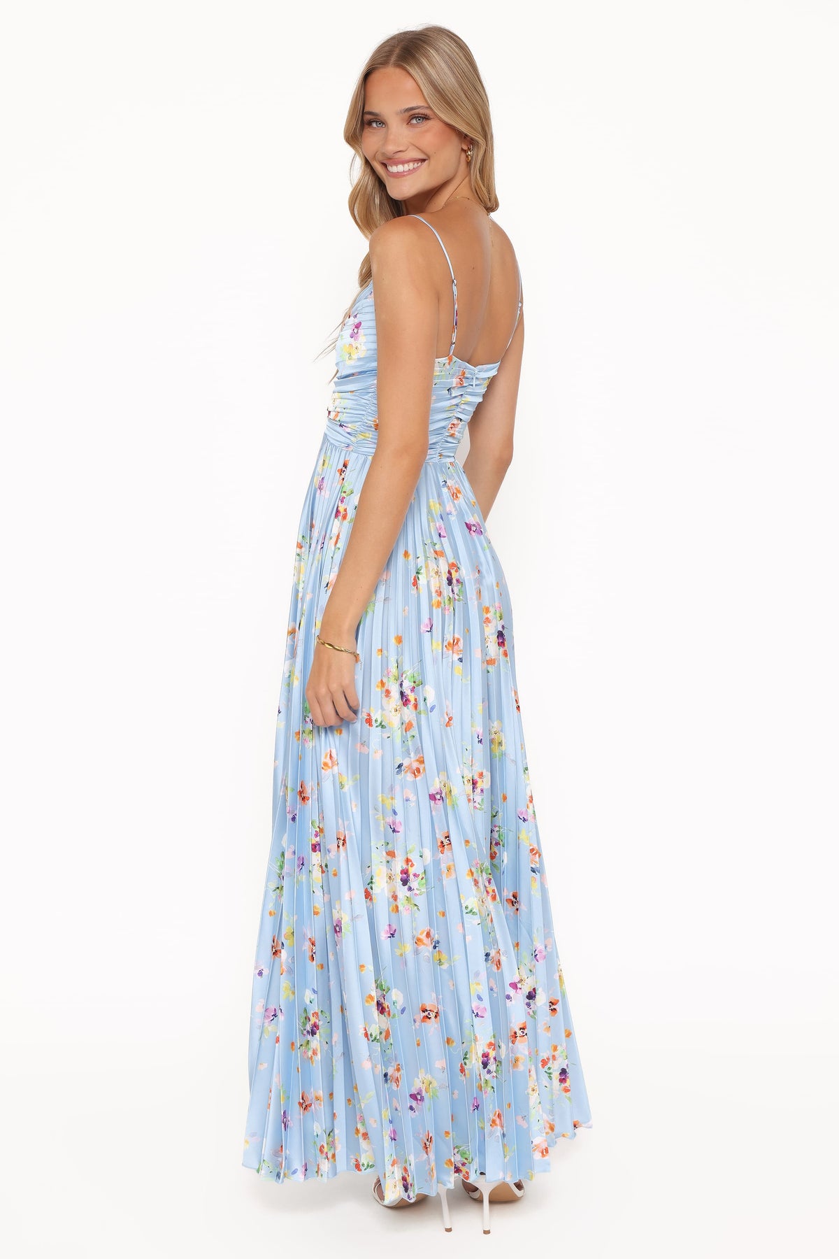 Naira Pleated Maxi Dress in Cornflower Blue Floral – view 5 of 8