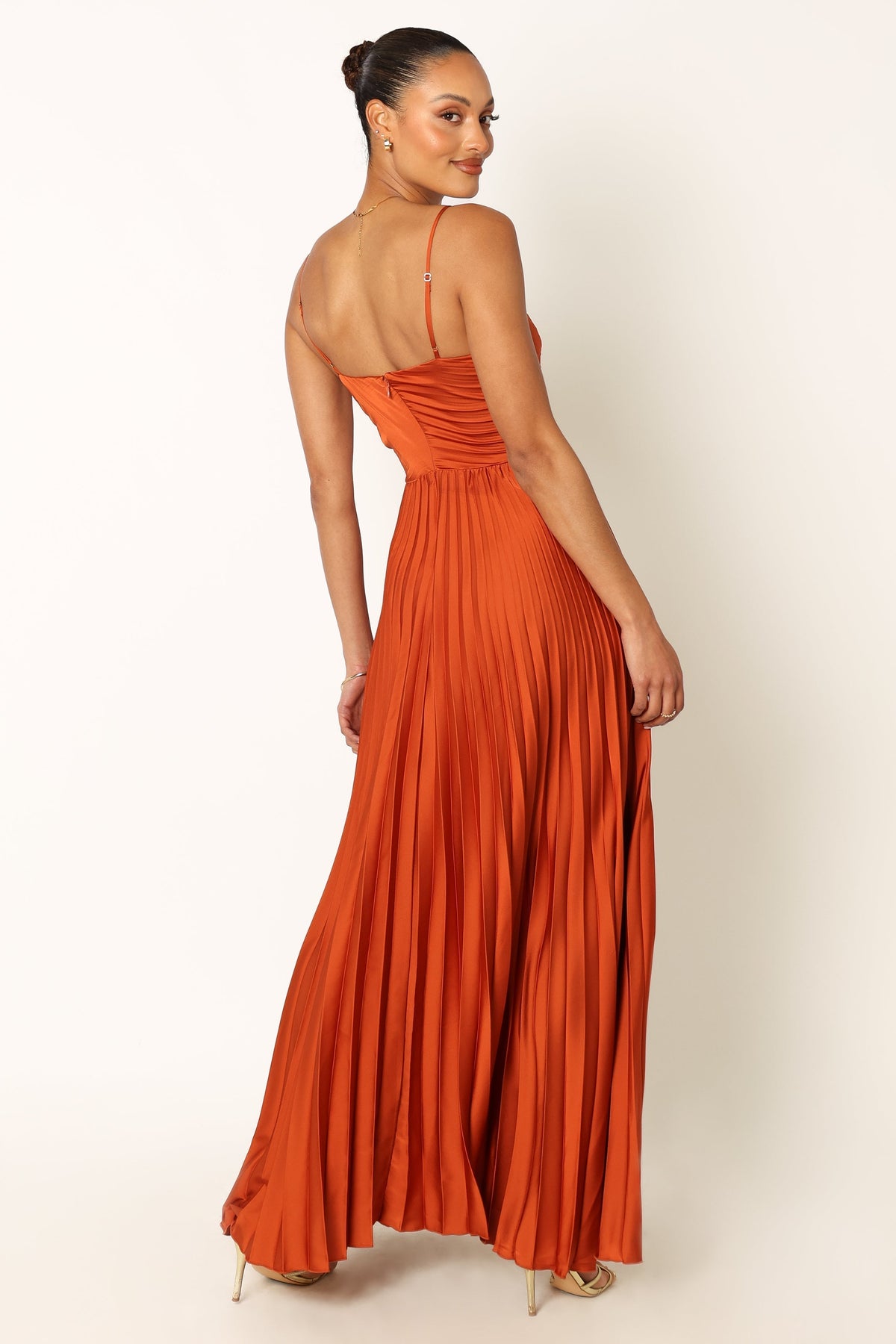 Naira Pleated Maxi Dress in Sunset Orange – view 6 of 11