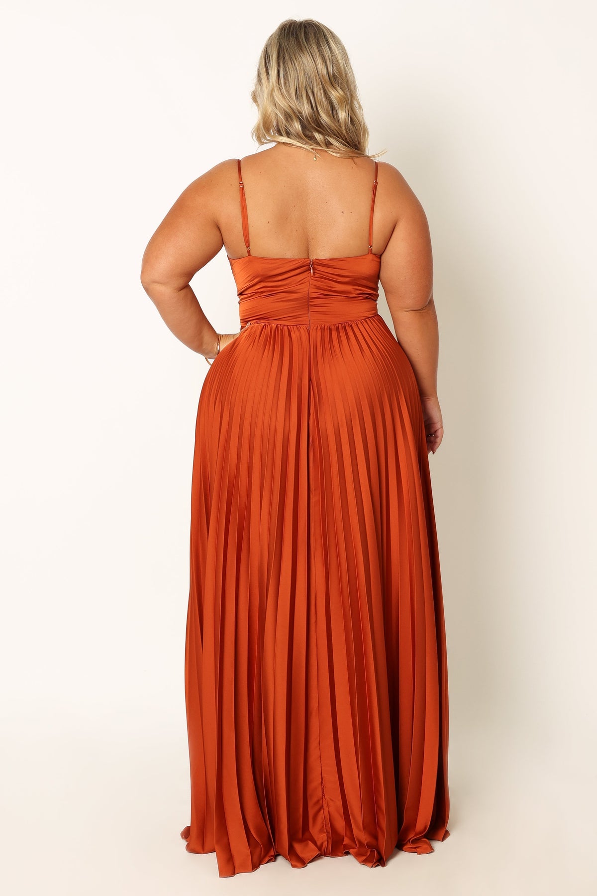 Naira Pleated Maxi Dress in Sunset Orange – view 8 of 11