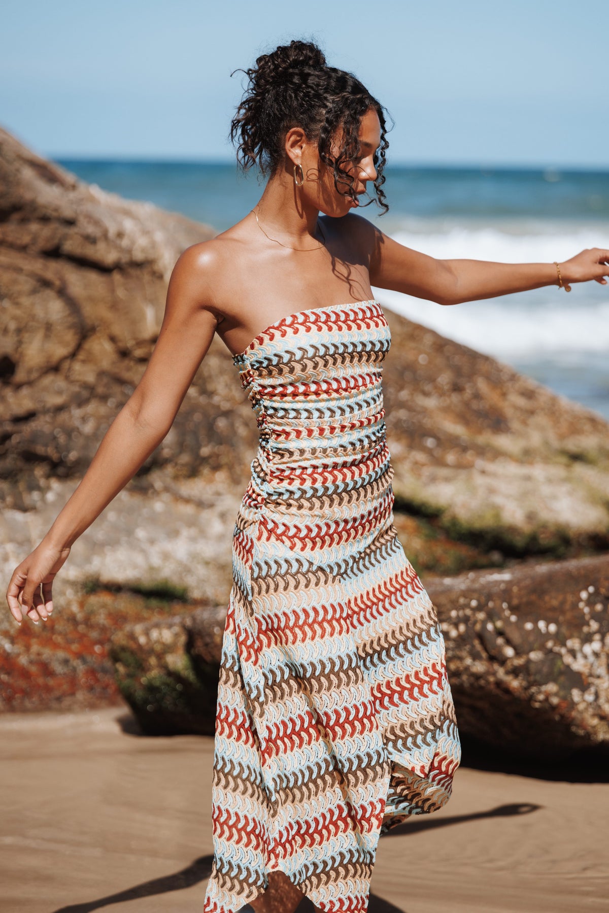 Navia Midi Dress in Multi Stripe – view 1 of 8