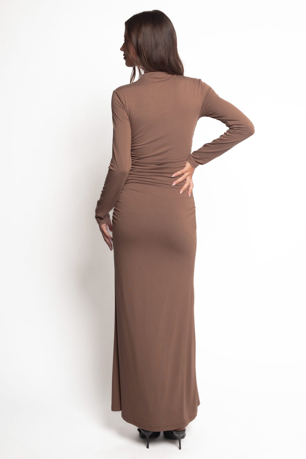 Nelson Long Sleeve Maxi Dress in Mocha – view 5 of 7