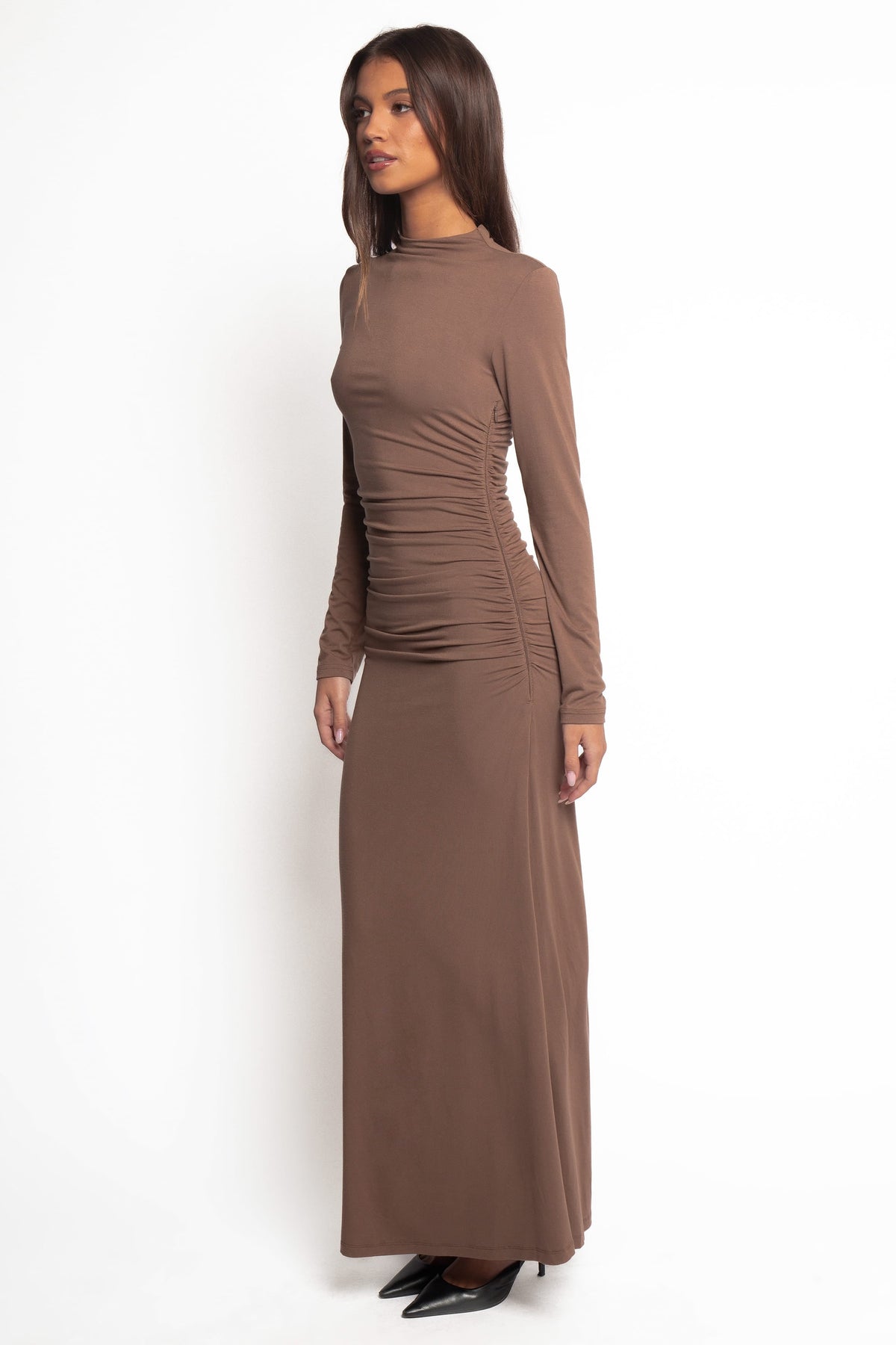 Nelson Long Sleeve Maxi Dress in Mocha – view 4 of 7