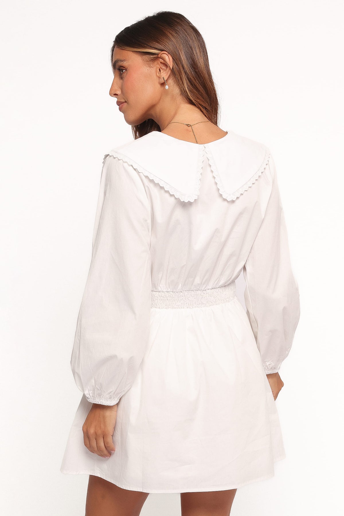 Nerida Long Sleeve Mini Dress in White – view 5 of 6