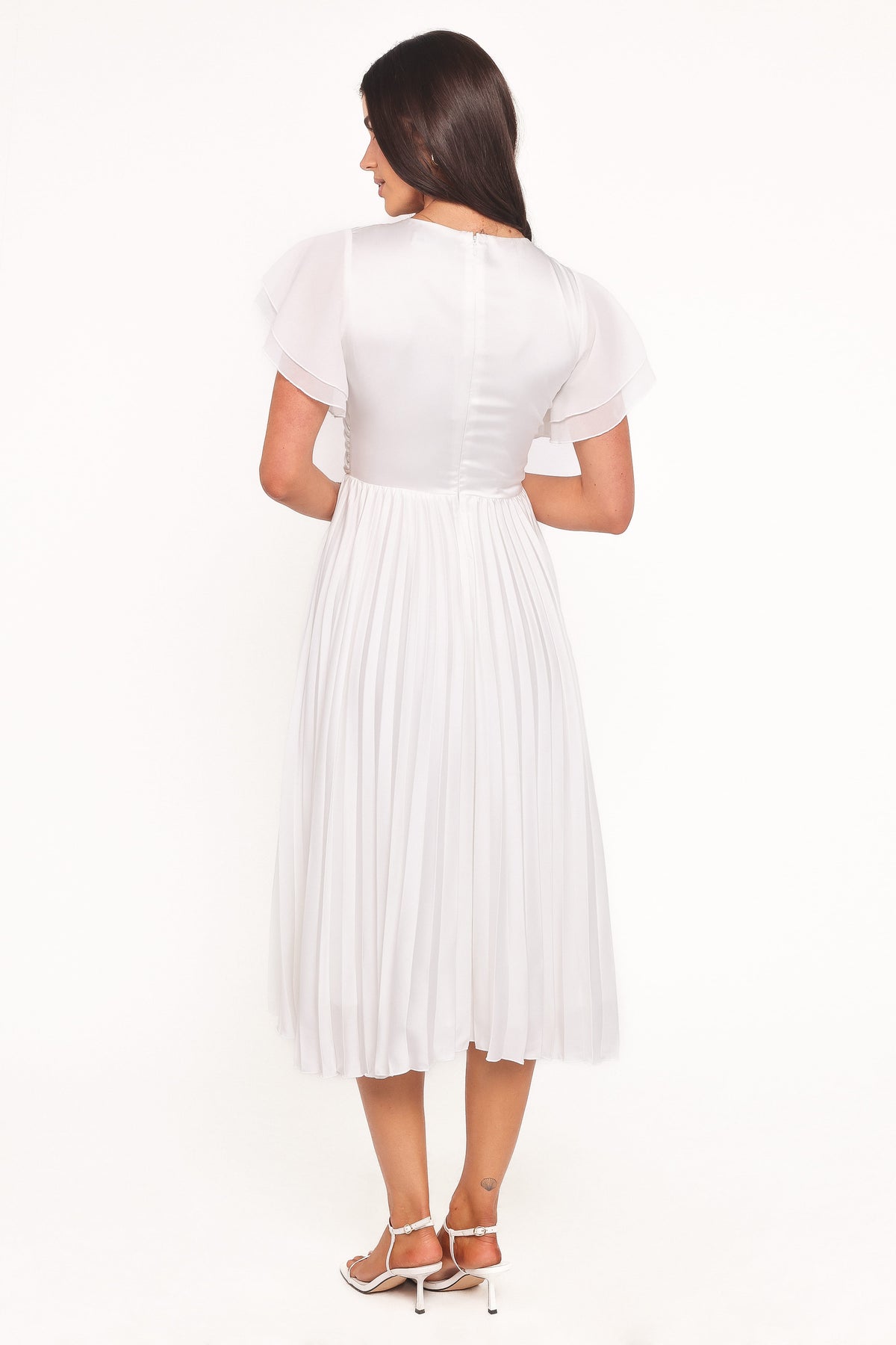 Nova Flutter Sleeve Midi Dress in White – view 5 of 7