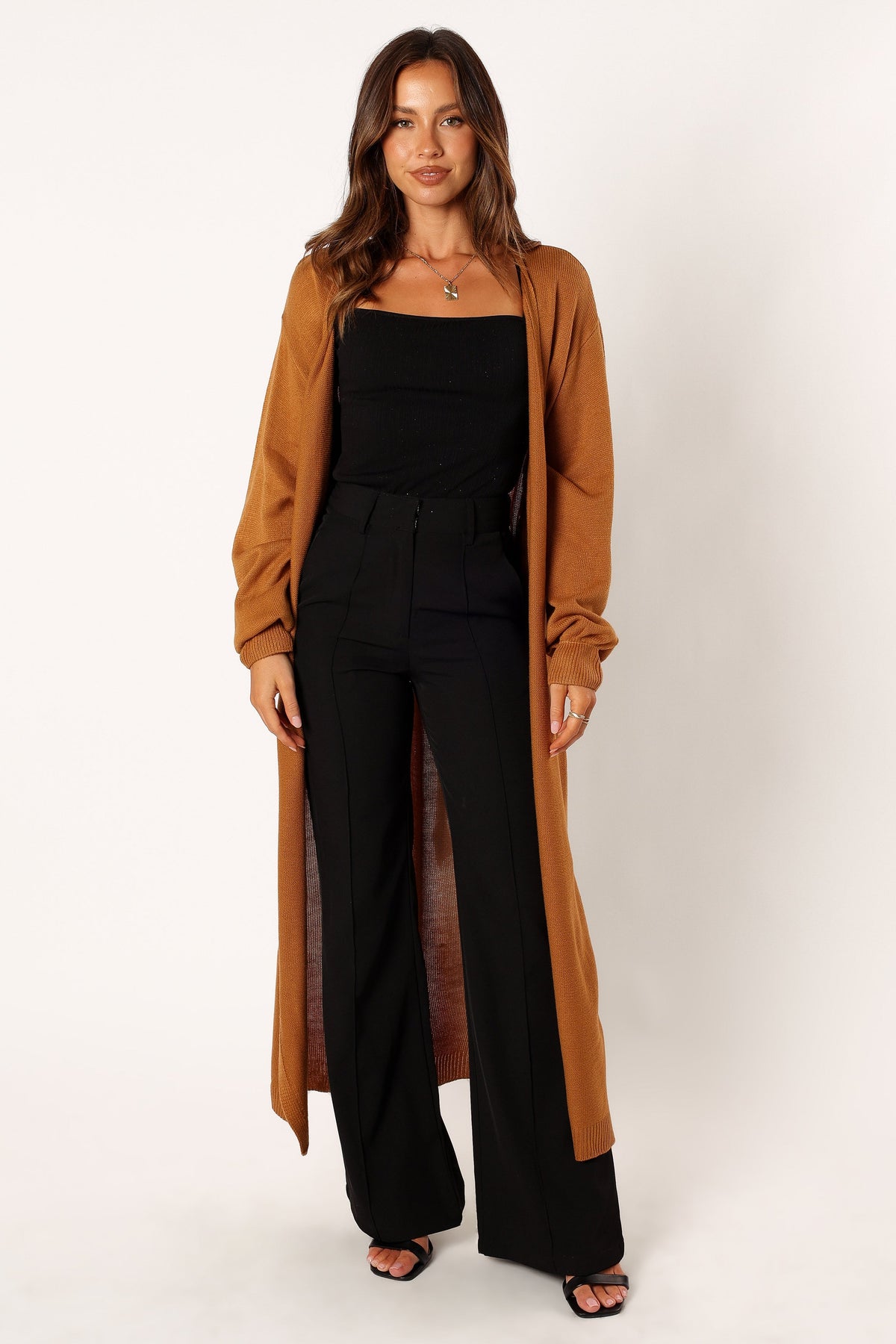 Nova Wrap Knit Midi Dress in Camel – view 10 of 12