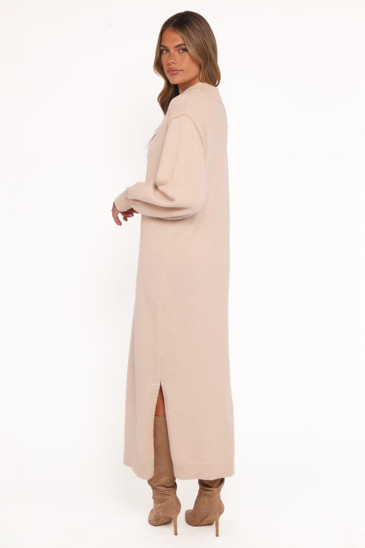 Odile Knit Midi Dress in Tan – view 5 of 8