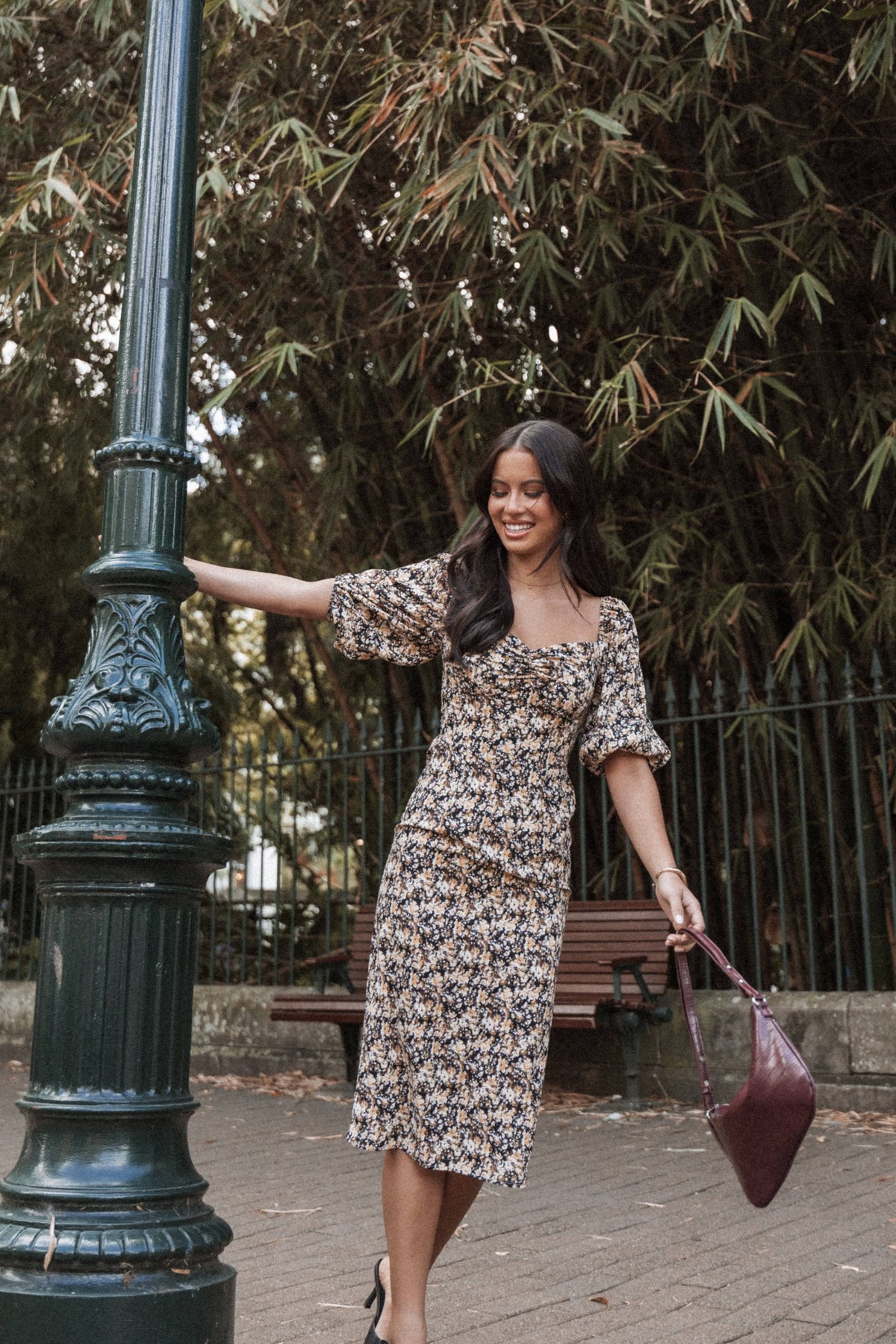 Oona Midi Dress in Black Ditsy Floral – view 1 of 8