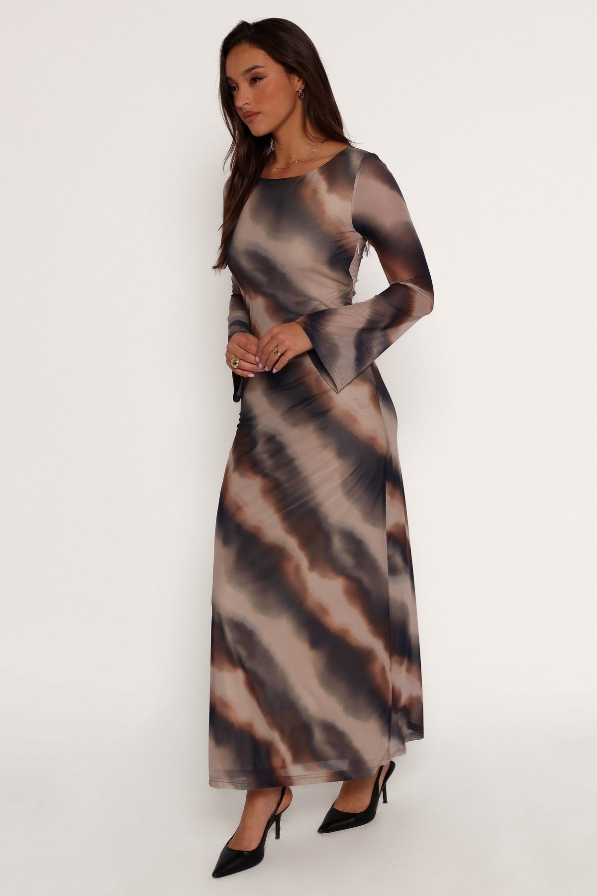 Pandora Long Sleeve Maxi Dress in Ombre Stripe – view 5 of 8