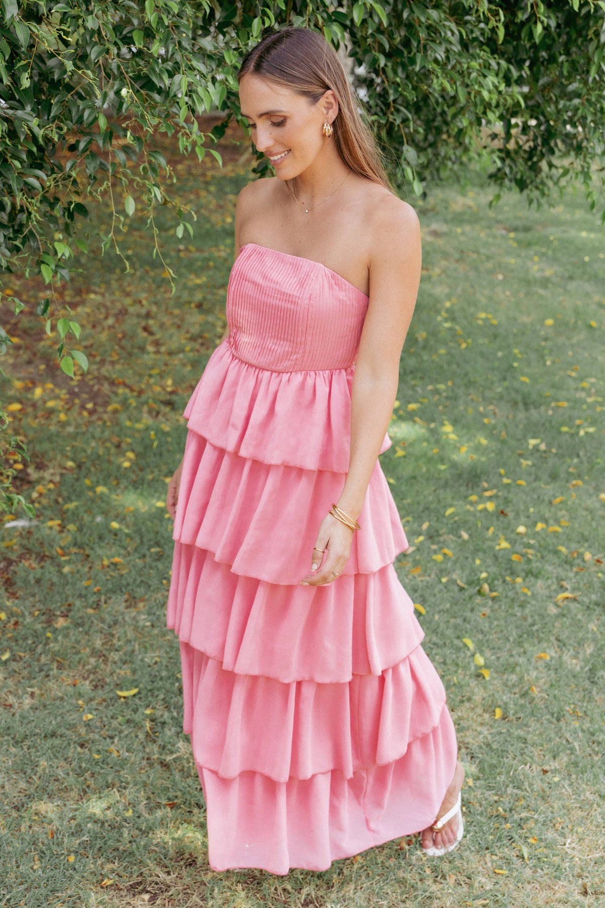 Peachester Strapless Maxi Dress in Coral – view 1 of 7