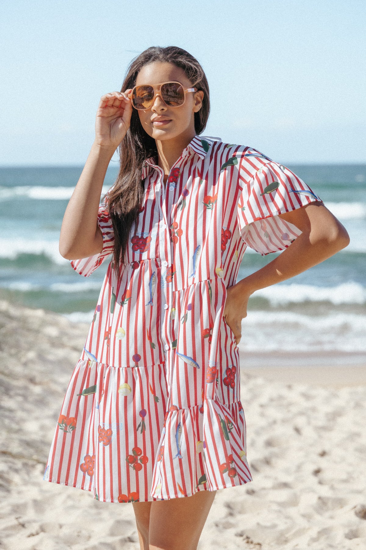 Peachy Mini Dress in Red Picnic Stripe – view 1 of 8