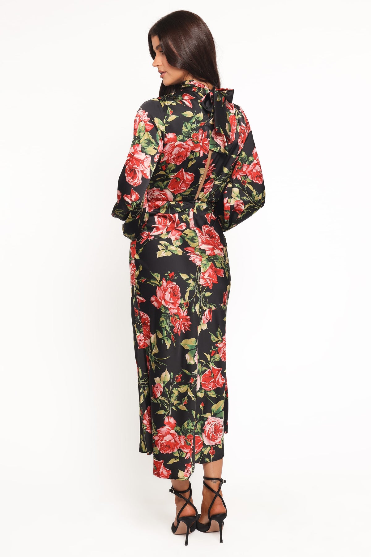 Perrie Long Sleeve Midi Dress in Black Floral – view 4 of 5