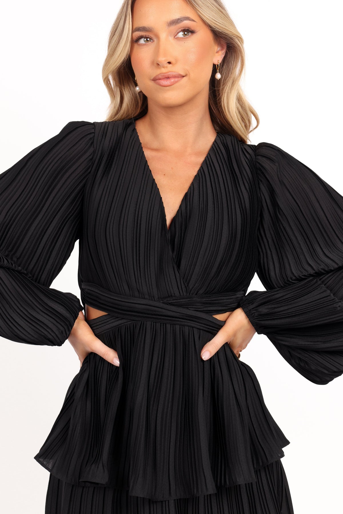 PIppa Long SLeeve Midi Dress in Black – view 4 of 9