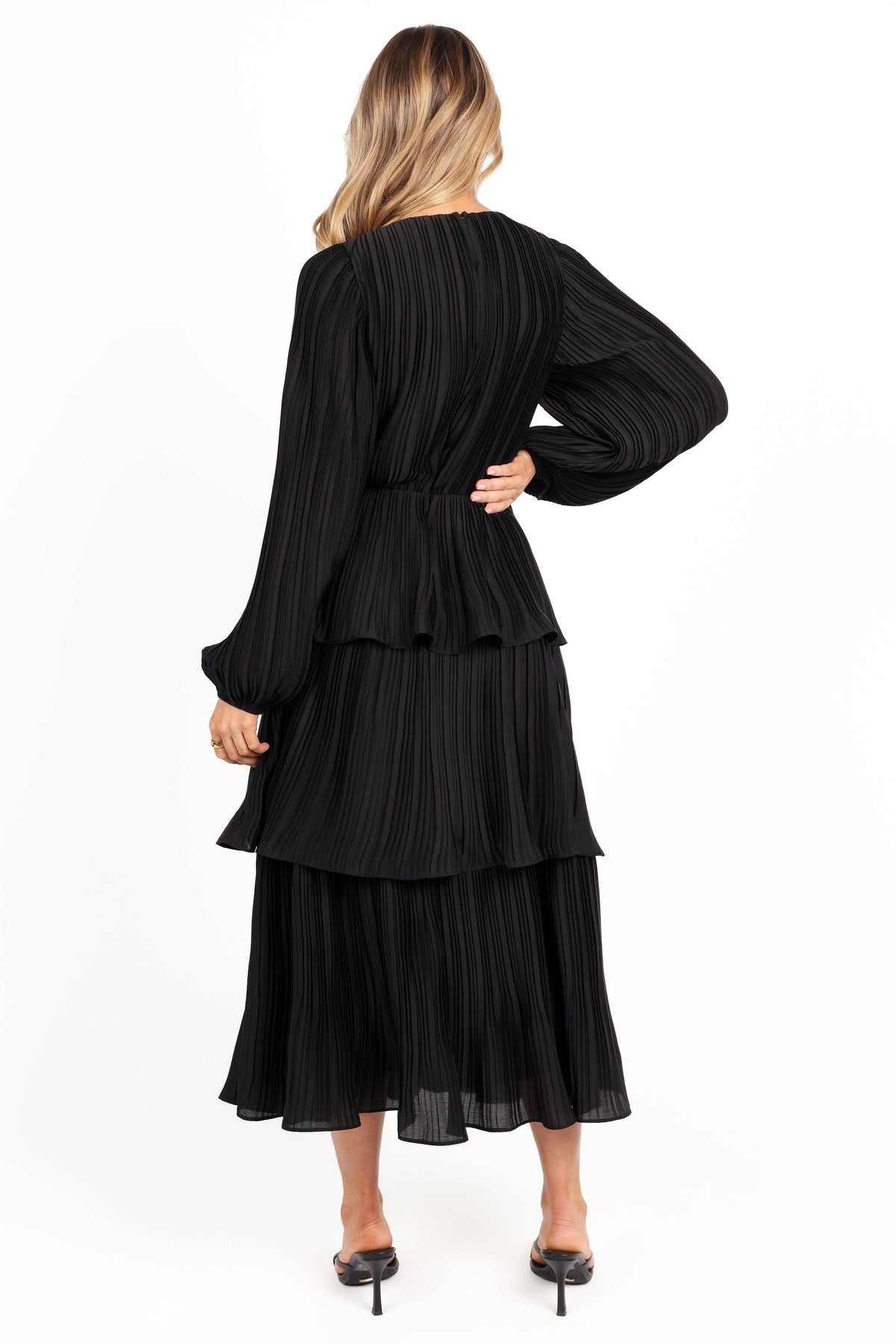 PIppa Long SLeeve Midi Dress in Black – view 6 of 9