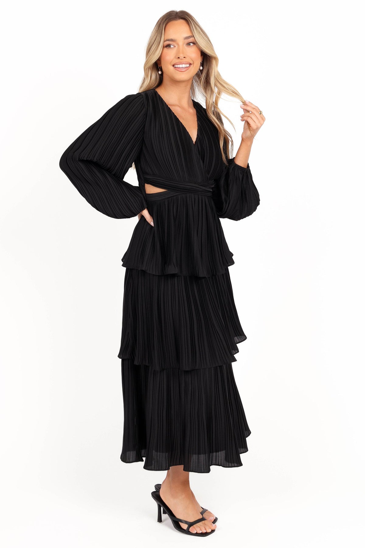 PIppa Long SLeeve Midi Dress in Black – view 7 of 9