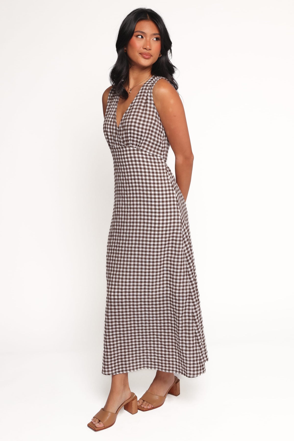 Queenie Midi Dress in Brown Gingham – view 2 of 6
