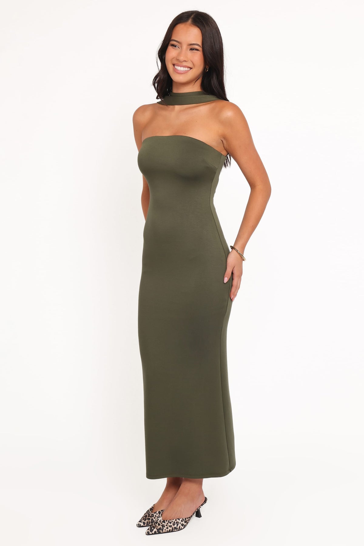 Regan Midi Dress in Olive – view 3 of 6