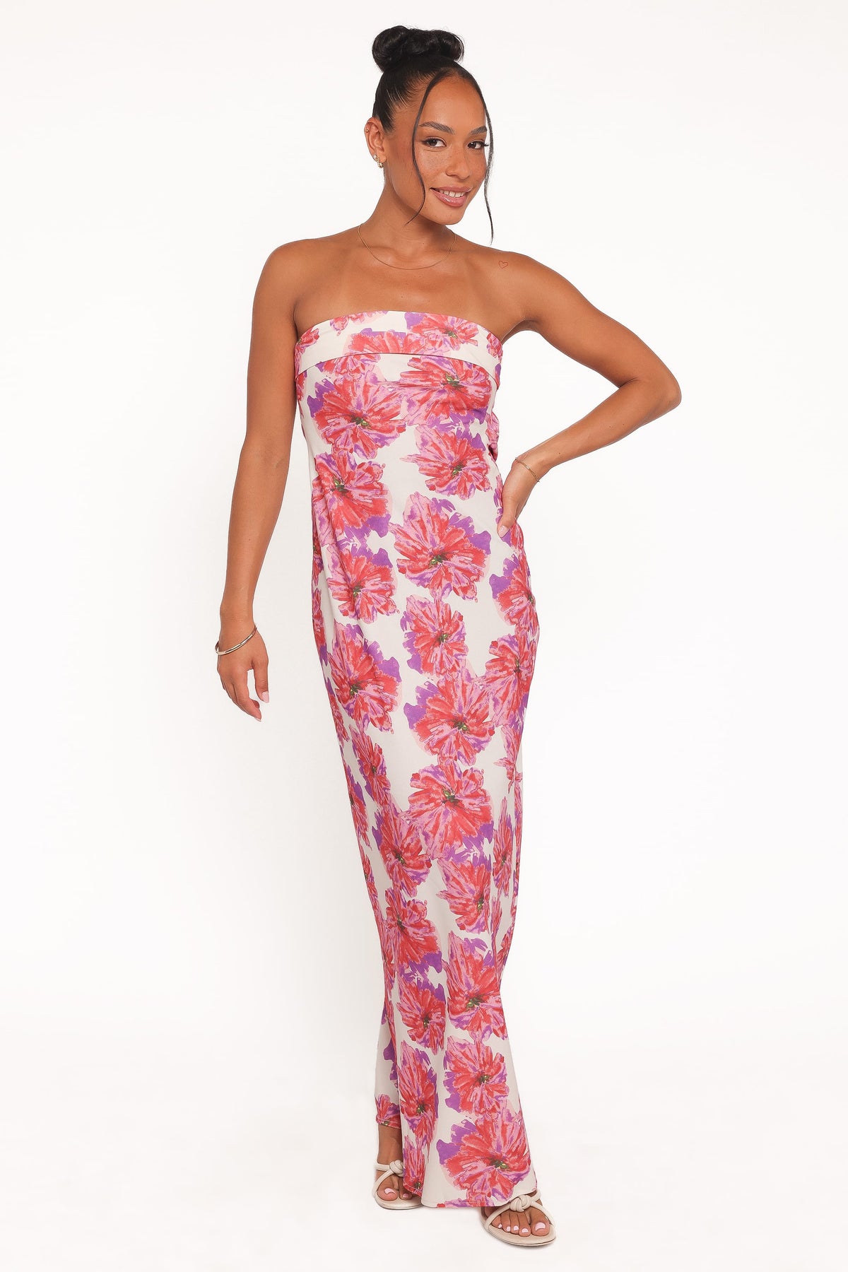 Remmie Strapless Maxi Dress in Pink Floral – view 1 of 5