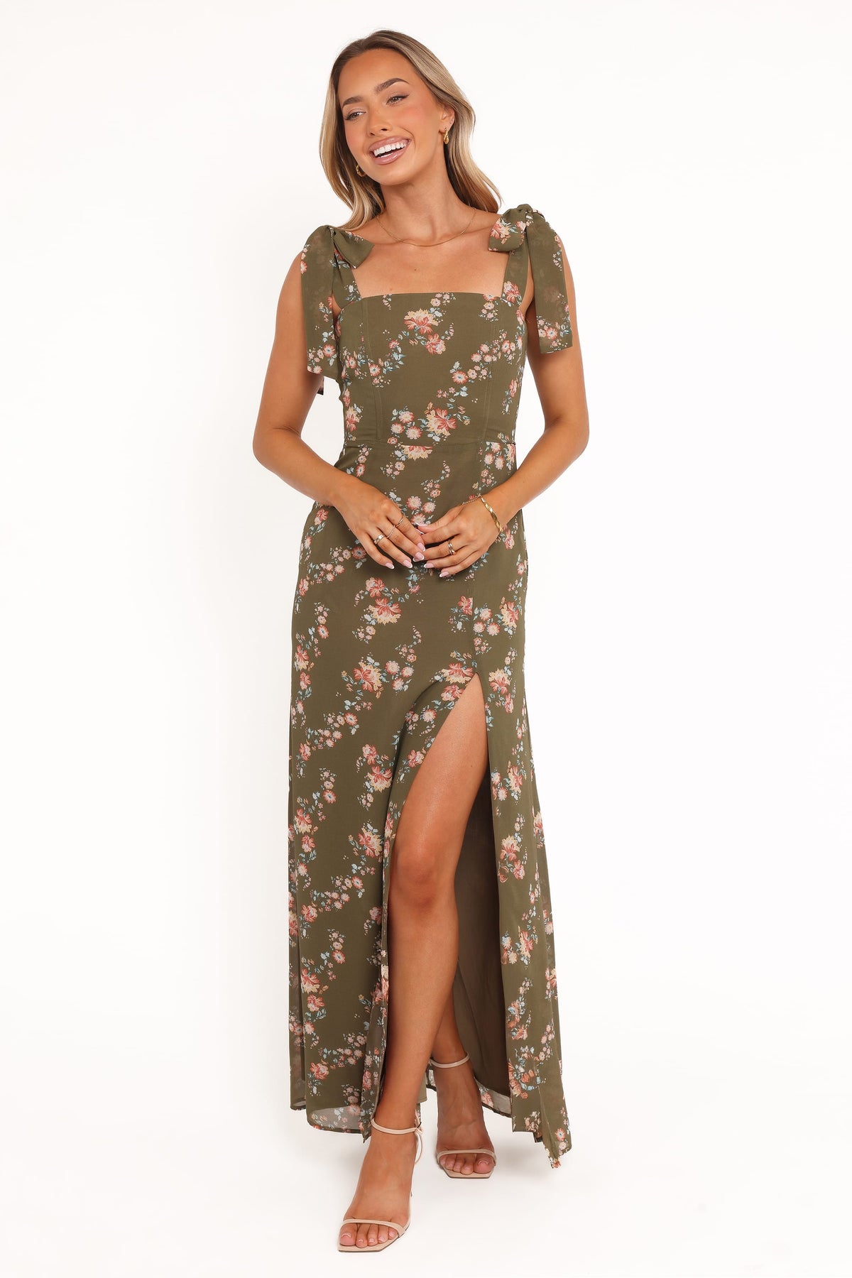 Renita Maxi Dress in Olive Floral – view 3 of 8