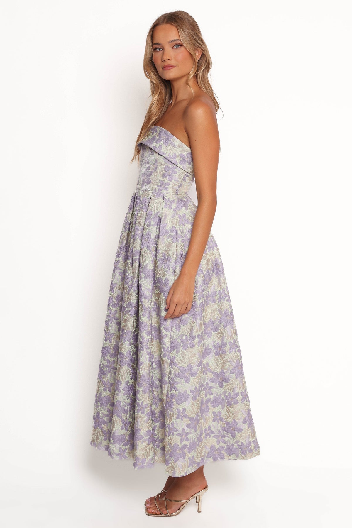 Rhea Strapless Midi Dress in Sage Floral – view 5 of 6