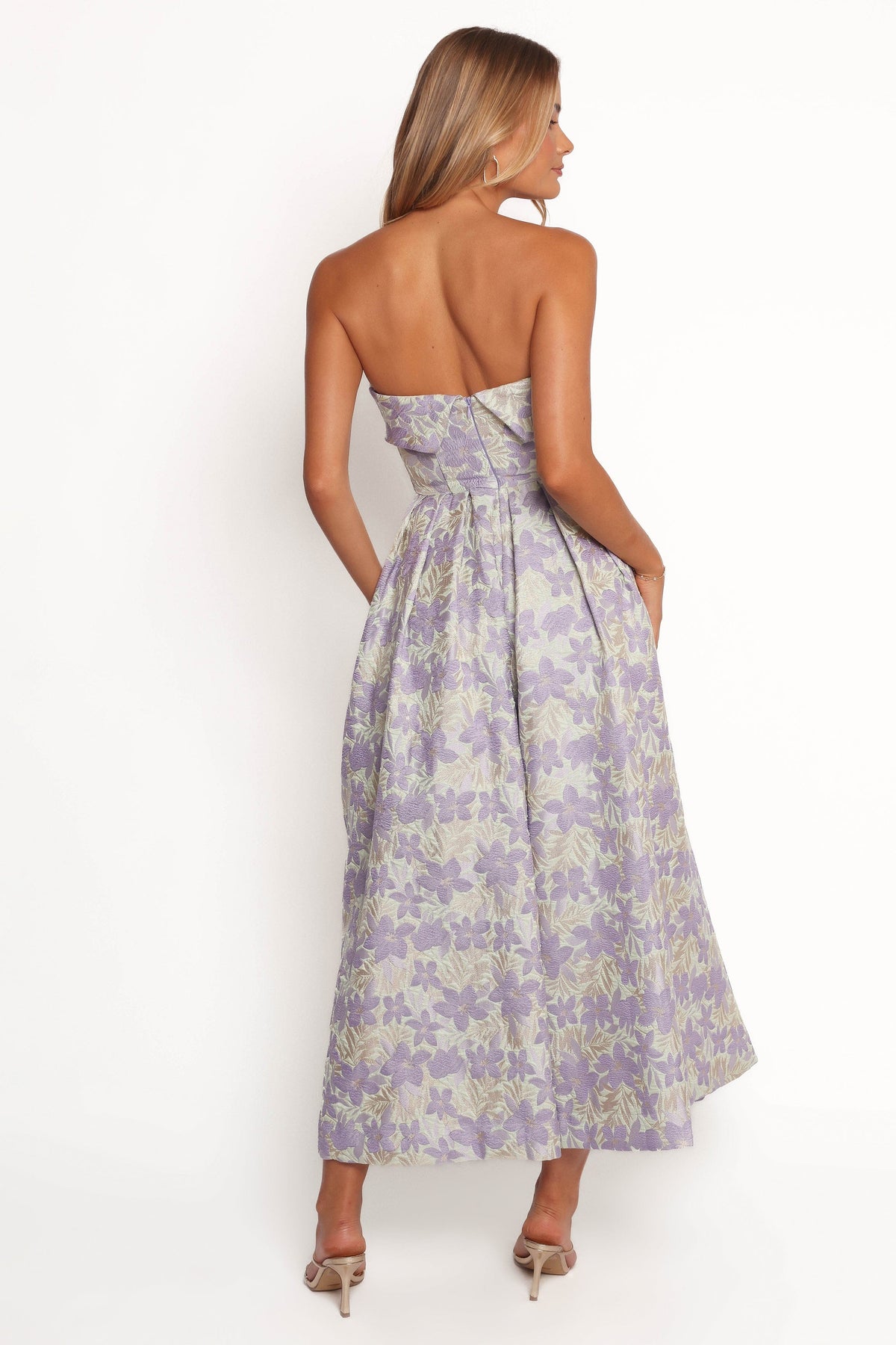 Rhea Strapless Midi Dress in Sage Floral – view 4 of 6