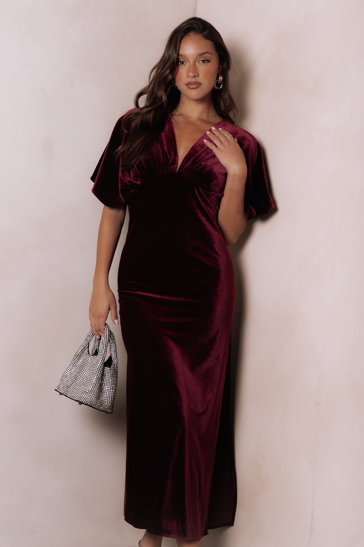 Ricki Velvet Maxi Dress in Wine – view 2 of 8