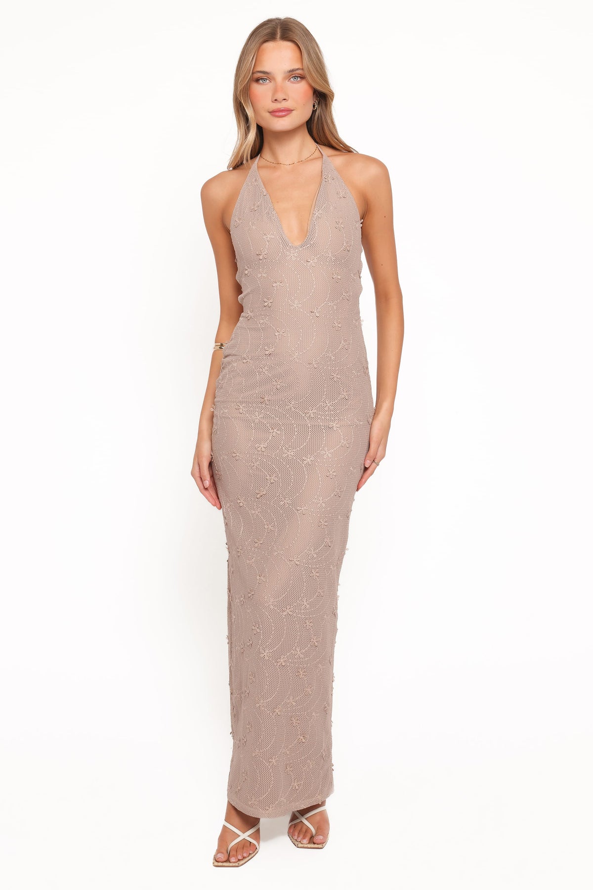 Riley Halter Maxi Dress in Taupe – view 5 of 6