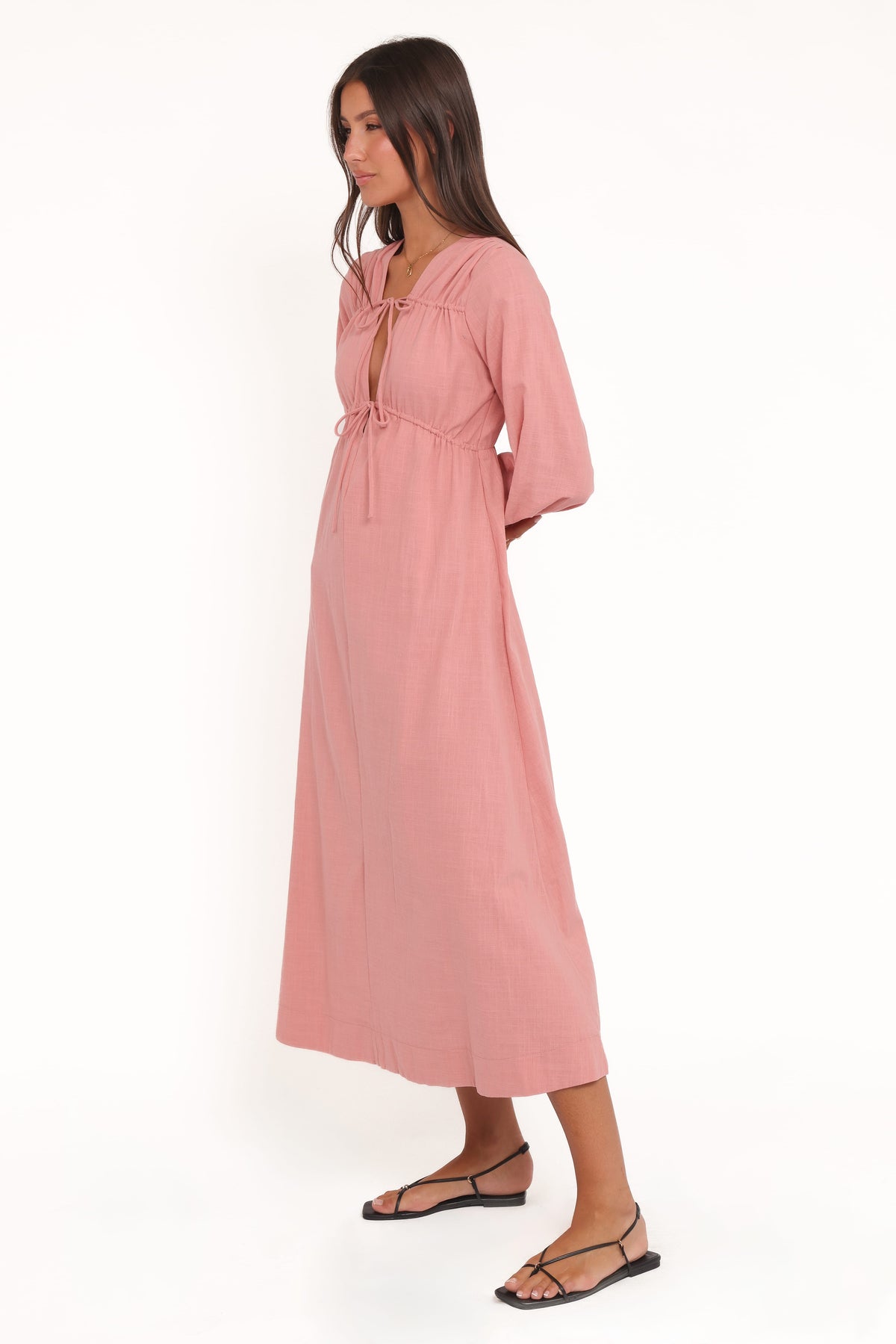 Riven Long Sleeve Maxi Dress in Pink – view 3 of 6