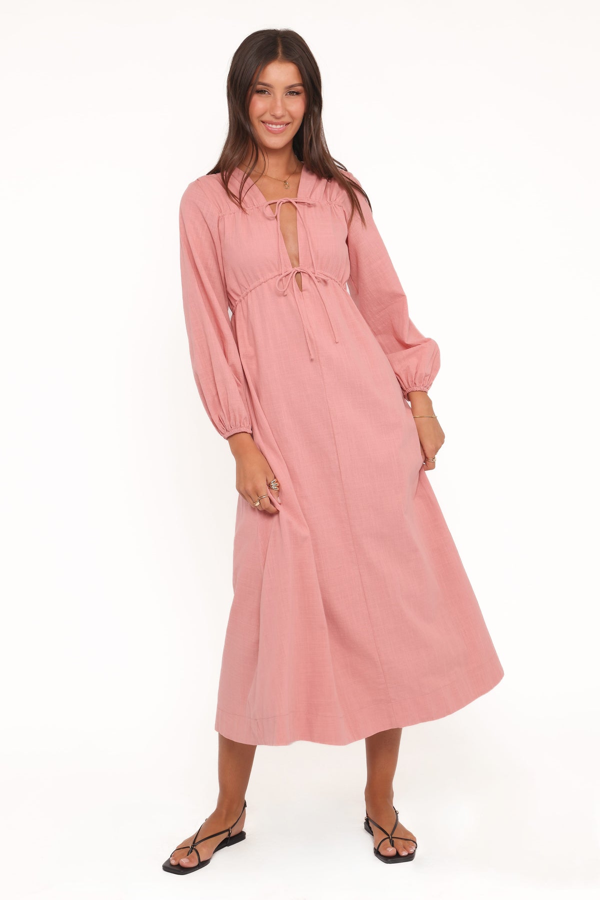 Riven Long Sleeve Maxi Dress in Pink – view 1 of 6