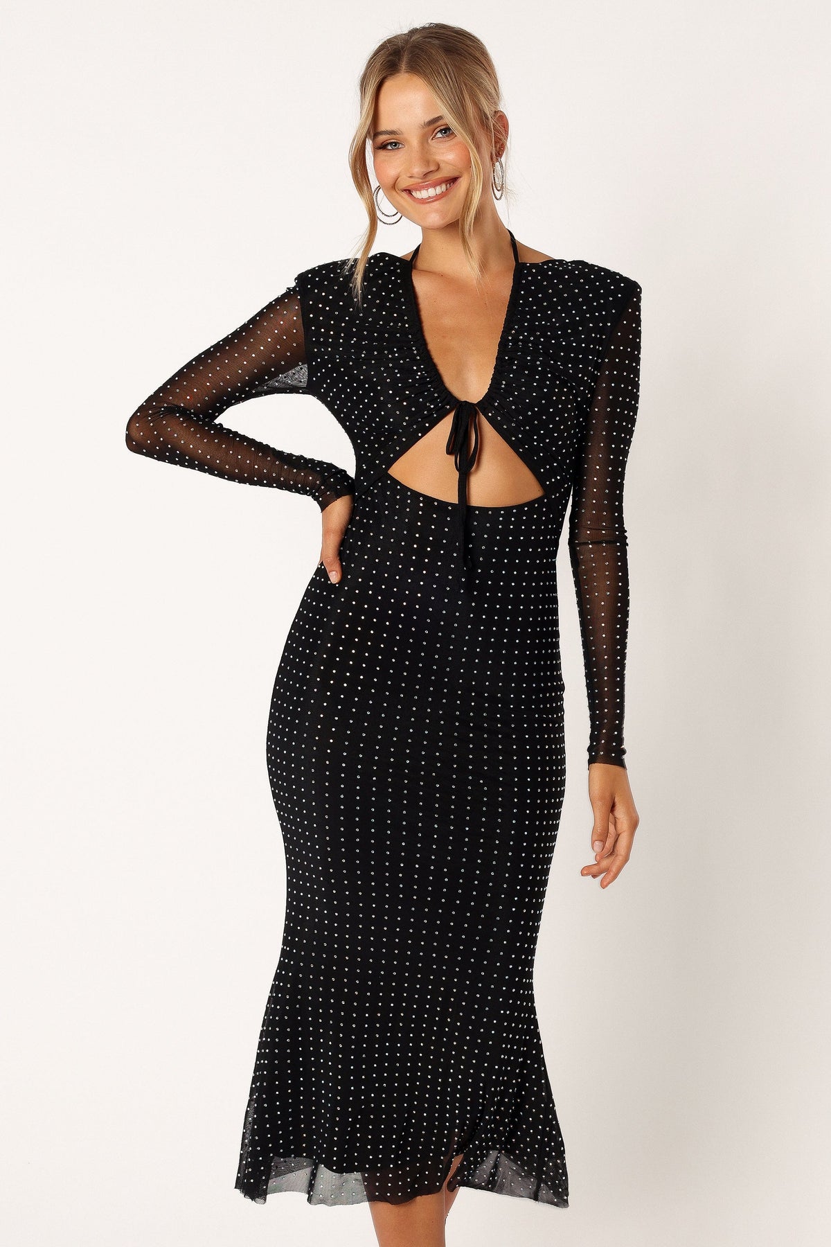Salvatore Long Sleeve Midi Dress in Black – view 8 of 24