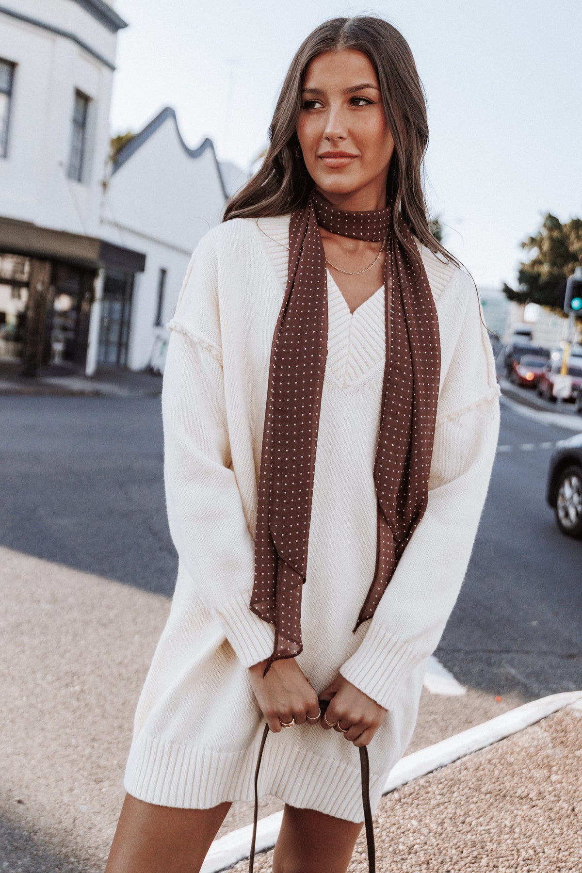 Sancia Knit Mini Dress in Cream – view 1 of 7