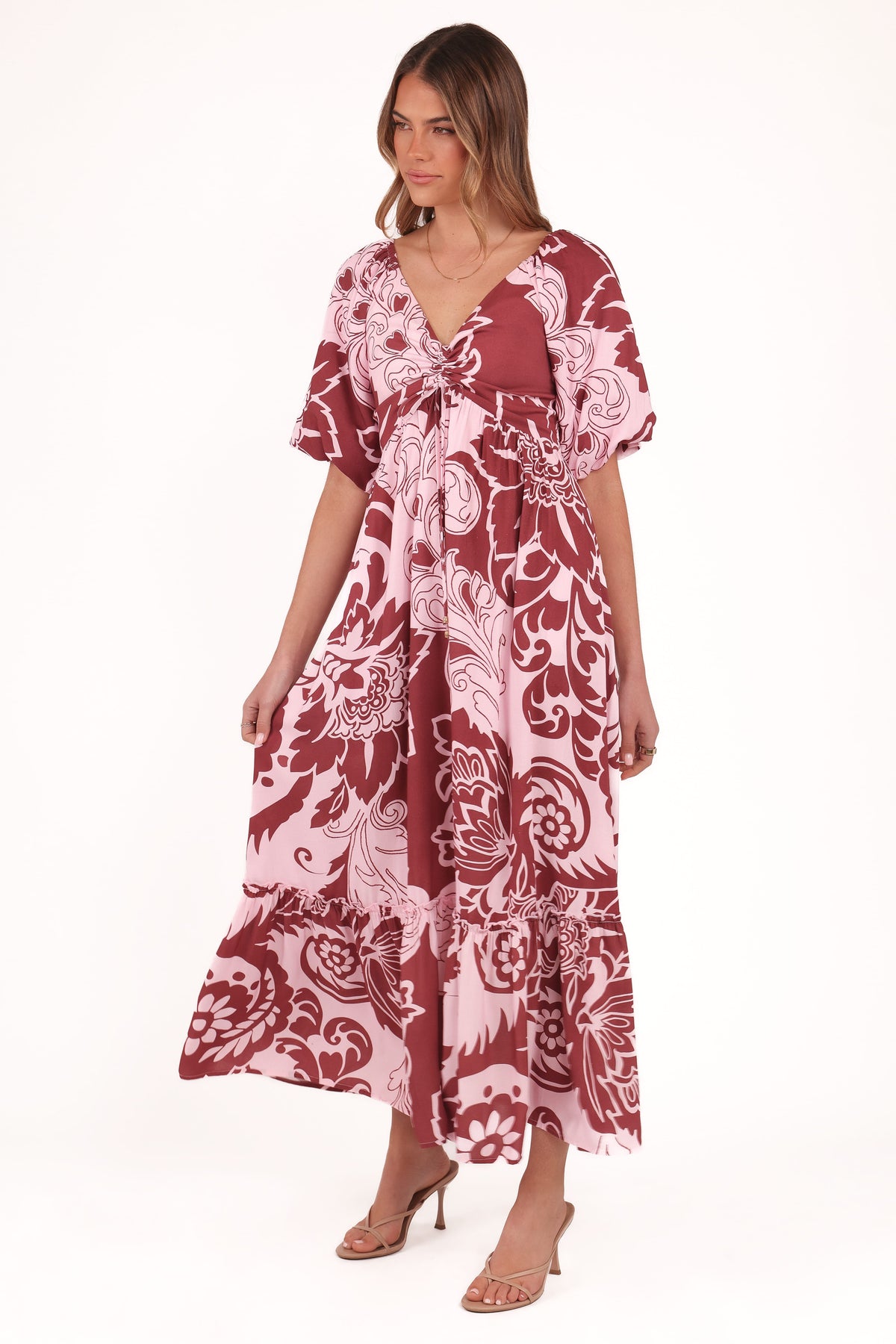 Shanae Maxi Dress in Pink Brown Paisley – view 4 of 7