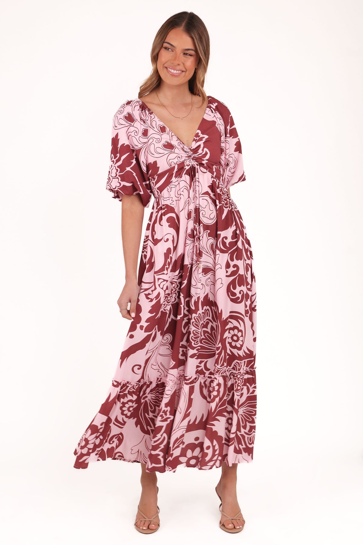 Shanae Maxi Dress in Pink Brown Paisley – view 2 of 7