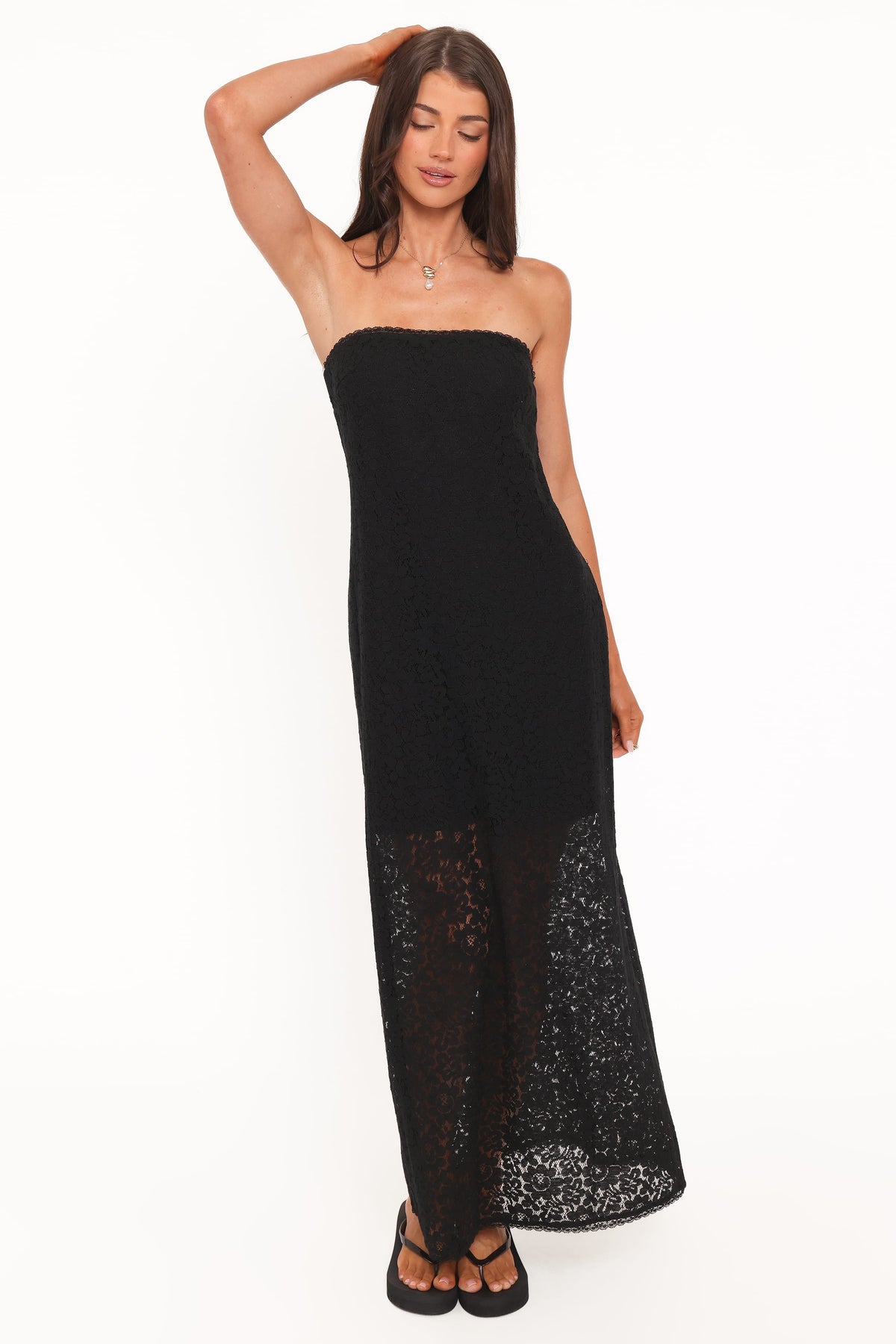 Sienna Strapless Maxi Dress in Black Lace – view 6 of 8