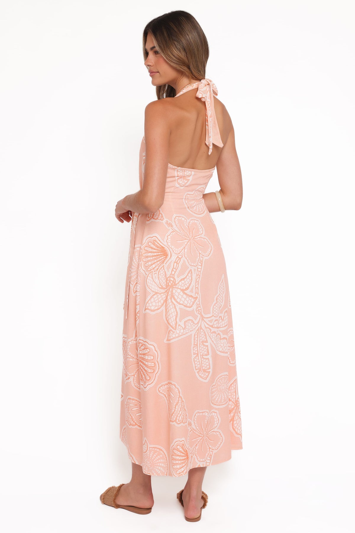 Sierra Wrap Midi Dress in Peach Floral – view 5 of 8
