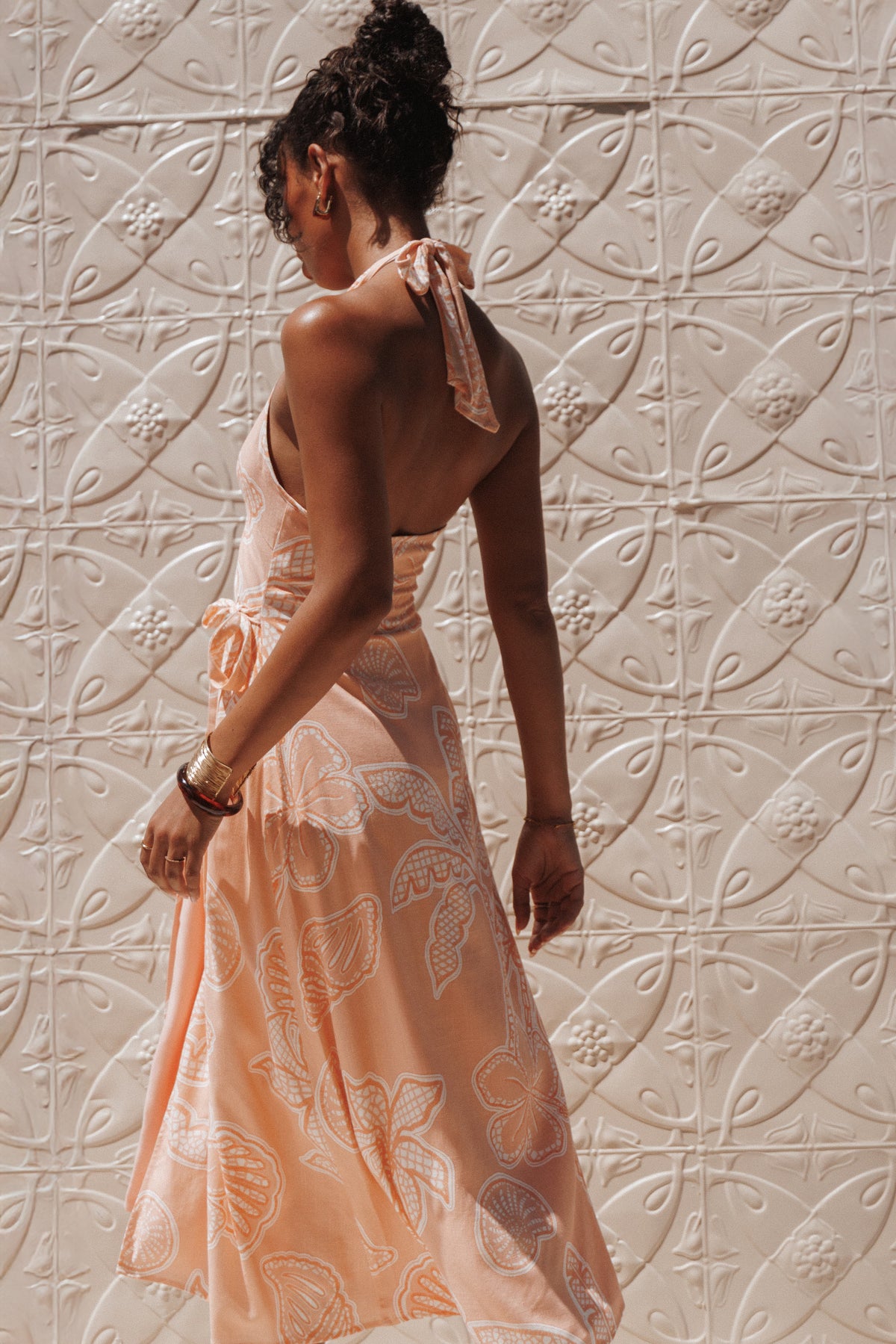 Sierra Wrap Midi Dress in Peach Floral – view 8 of 8